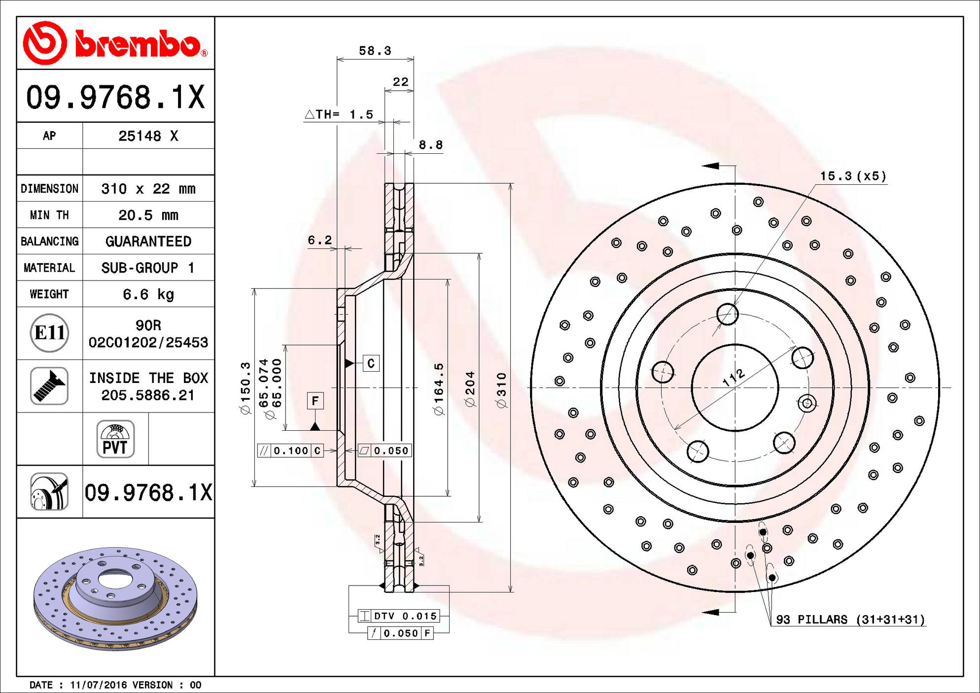 Audi Disc Brake Rotor - Rear (310mm) 8J0615601A Brembo