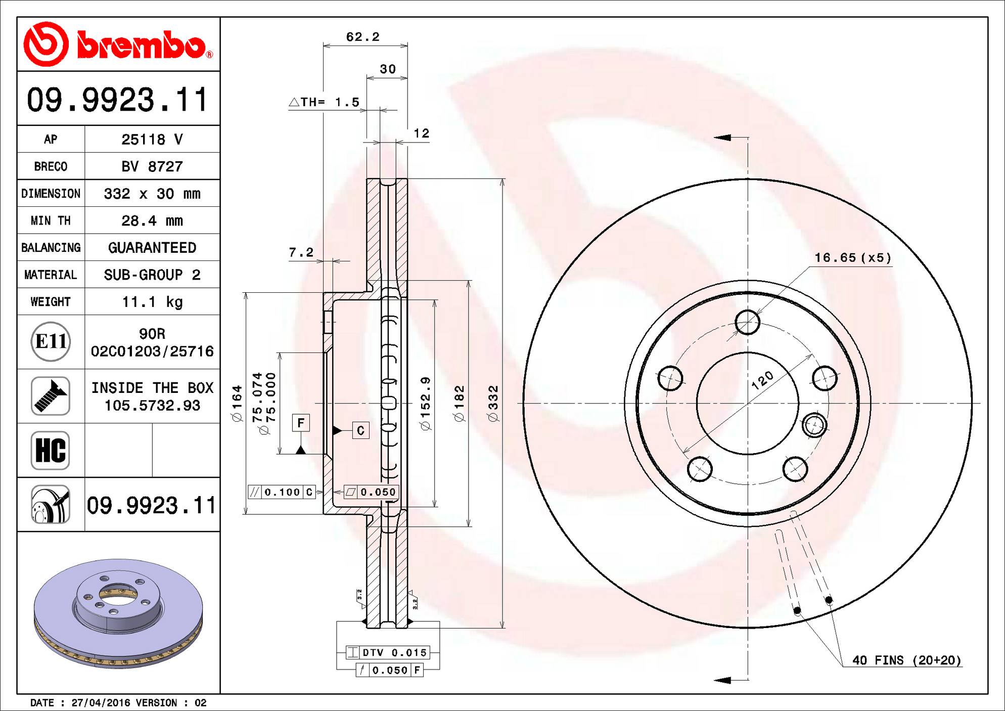 BMW Disc Brake Rotor – Front (332mm) 34116886478 Brembo BMW Disc Brake Rotor – Front (332mm) 34116886478 Brembo