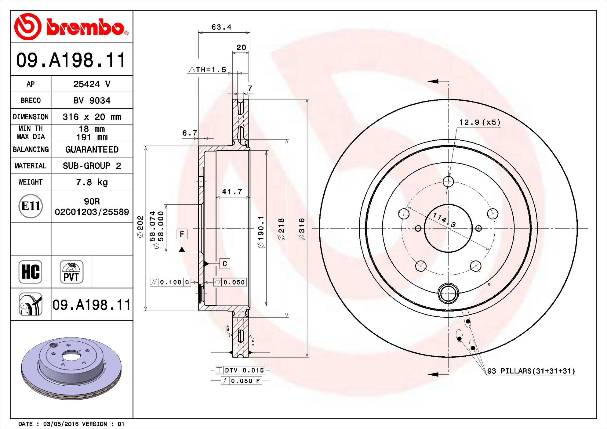 Subaru Disc Brake Pad and Rotor Kit – Rear (316mm) (Ceramic) Brembo Brembo  KT00239