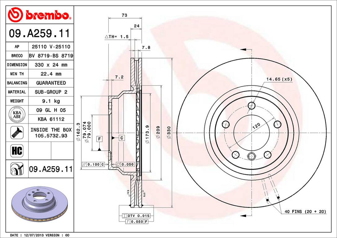 BMW Disc Brake Pad and Rotor Kit - Front (330mm) (Low-Met) Brembo