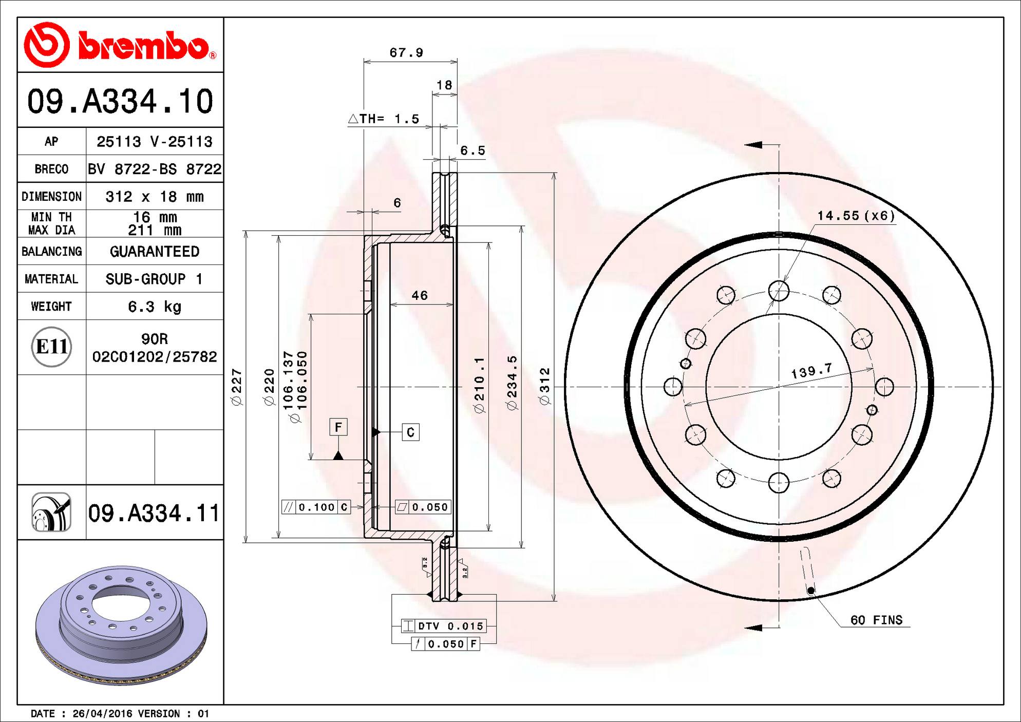 Toyota Lexus Disc Brake Pad and Rotor Kit - Rear (312mm) (Ceramic) Brembo