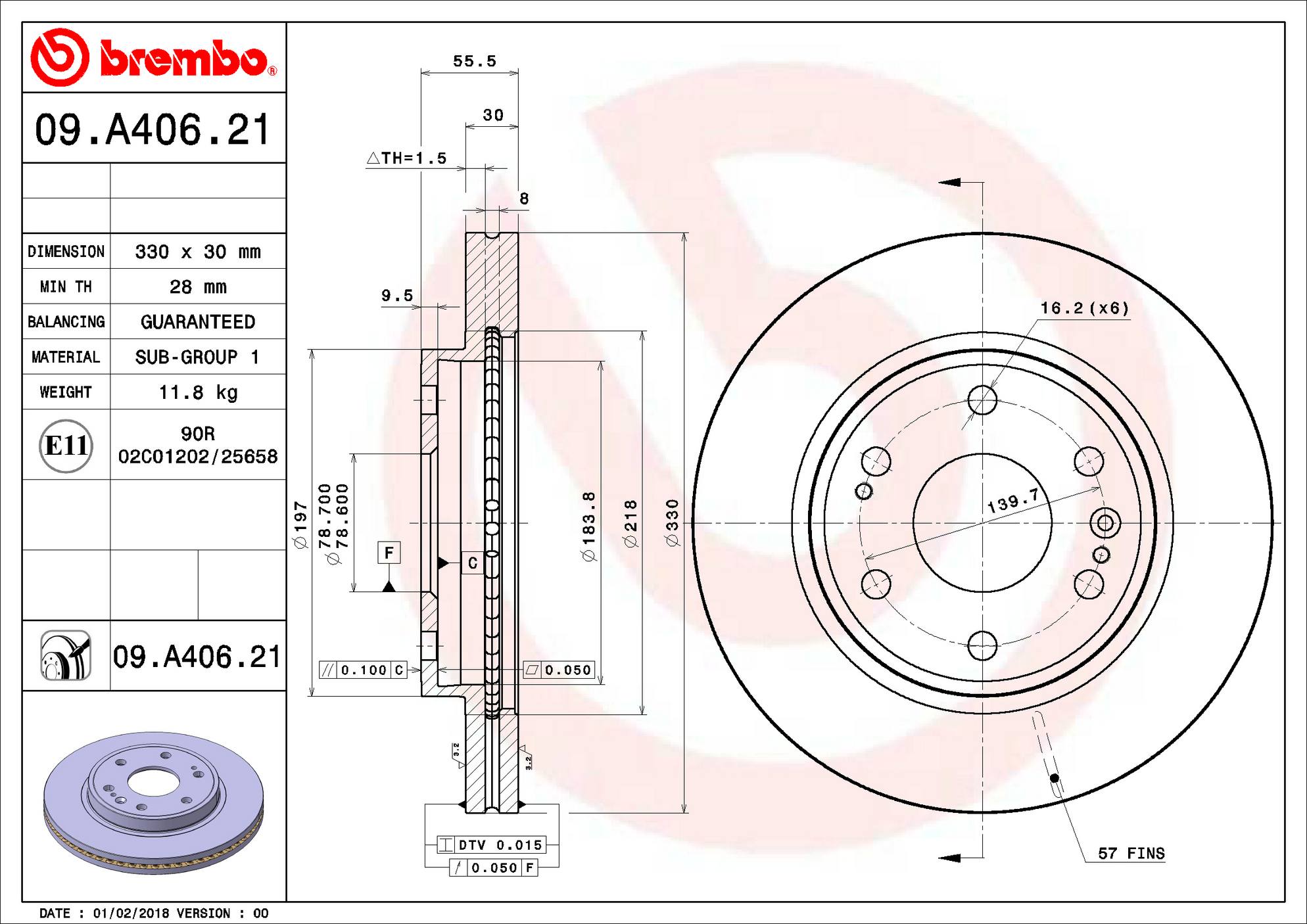 Cadillac Chevrolet GMC Disc Brake Rotor - Front (330mm) 23144340 Brembo