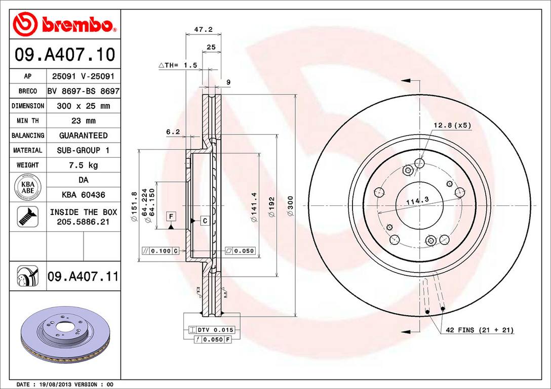 Honda Acura Disc Brake Pad and Rotor Kit - Front (300mm) (Ceramic) Brembo