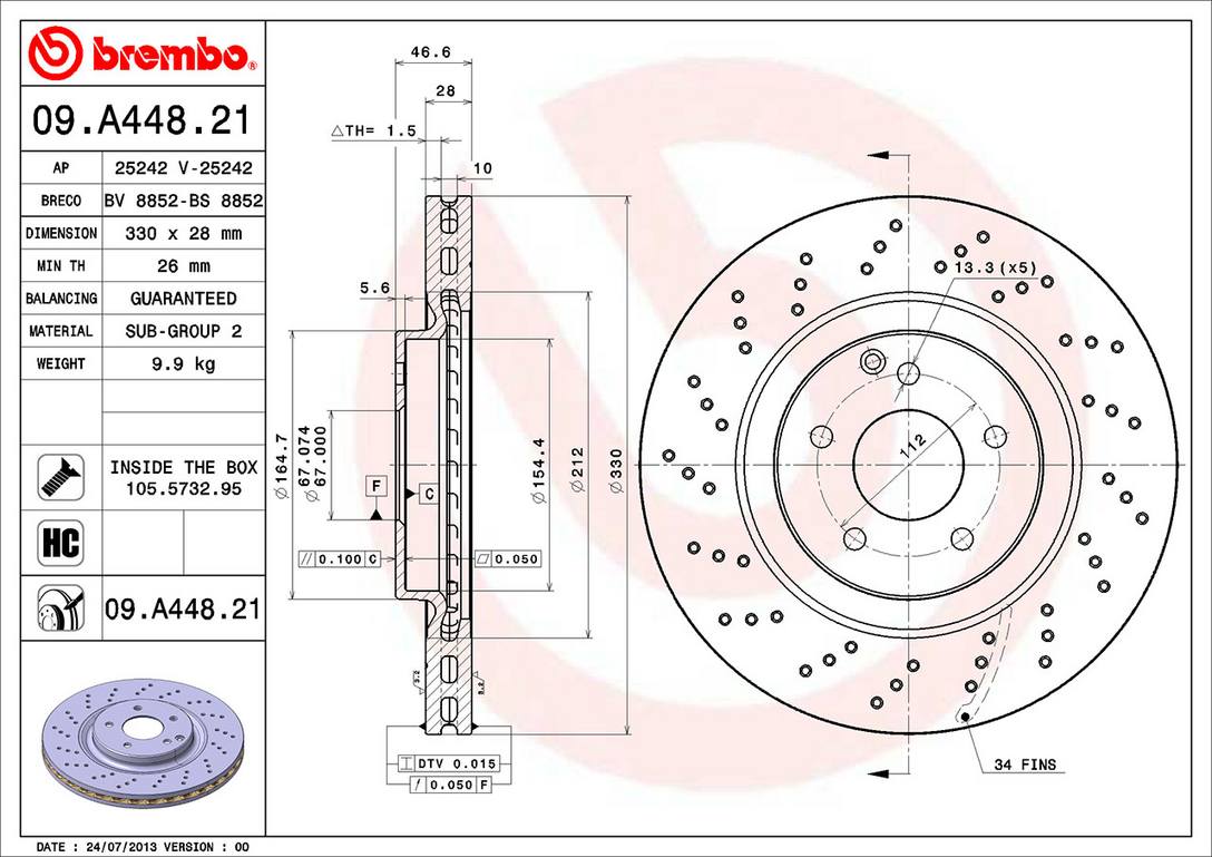 Mercedes Disc Brake Pad and Rotor Kit - Front (330mm) (Low-Met) Brembo