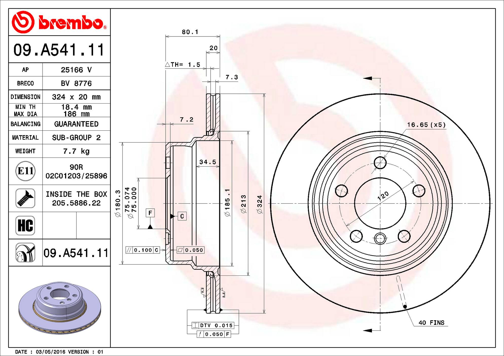 BMW Disc Brake Rotor - Rear (324mm) 34216756849 Brembo