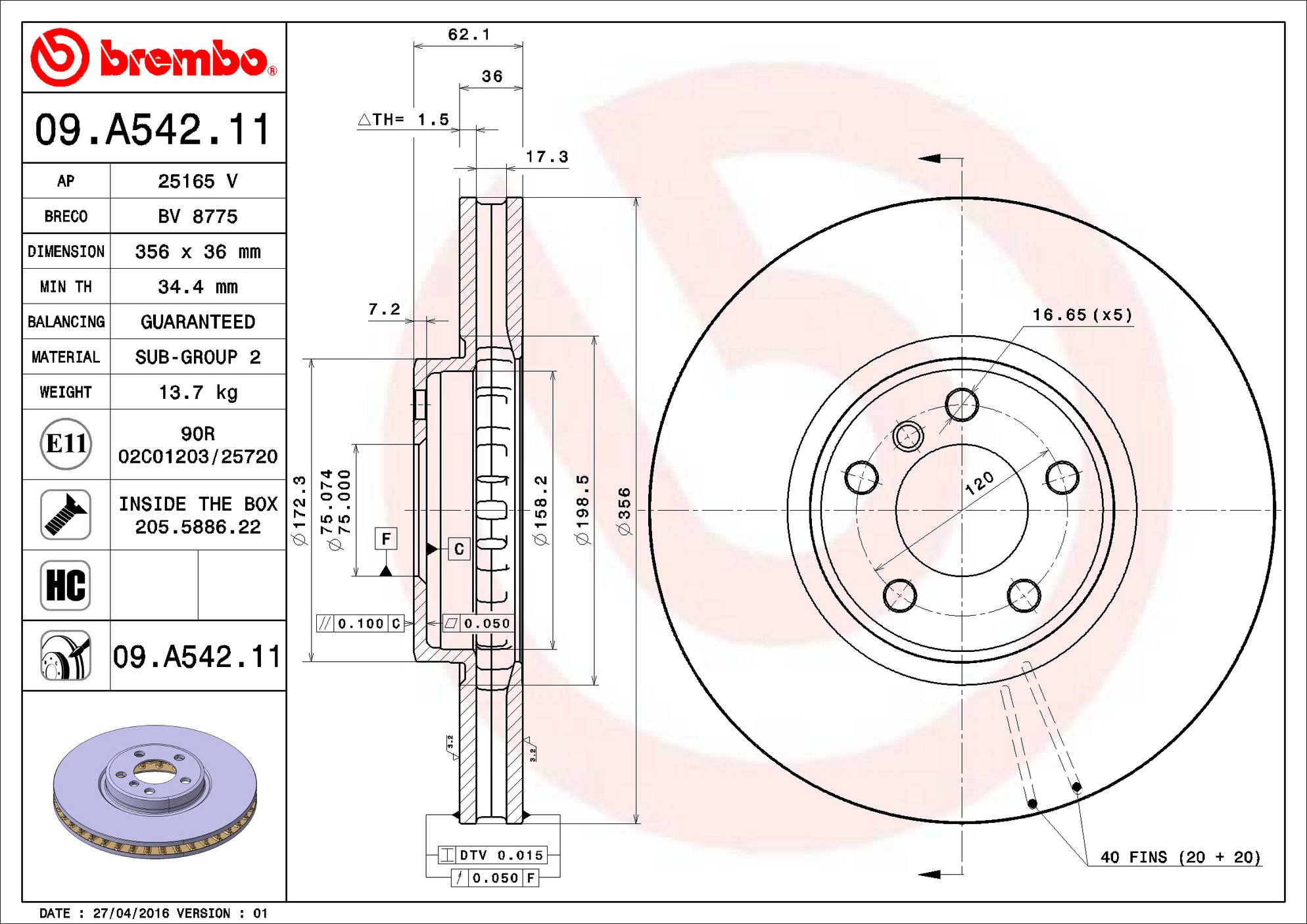 BMW Disc Brake Rotor - Front (356mm) 34116756847 Brembo