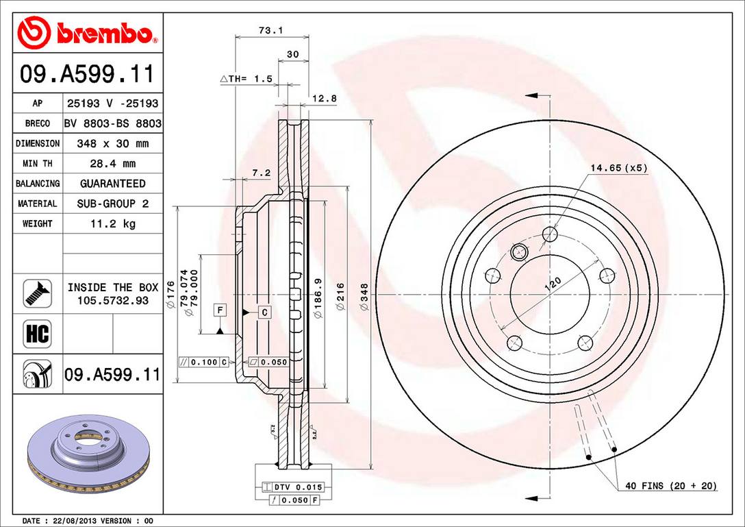 BMW Disc Brake Pad and Rotor Kit - Front (348mm) (Ceramic) Brembo