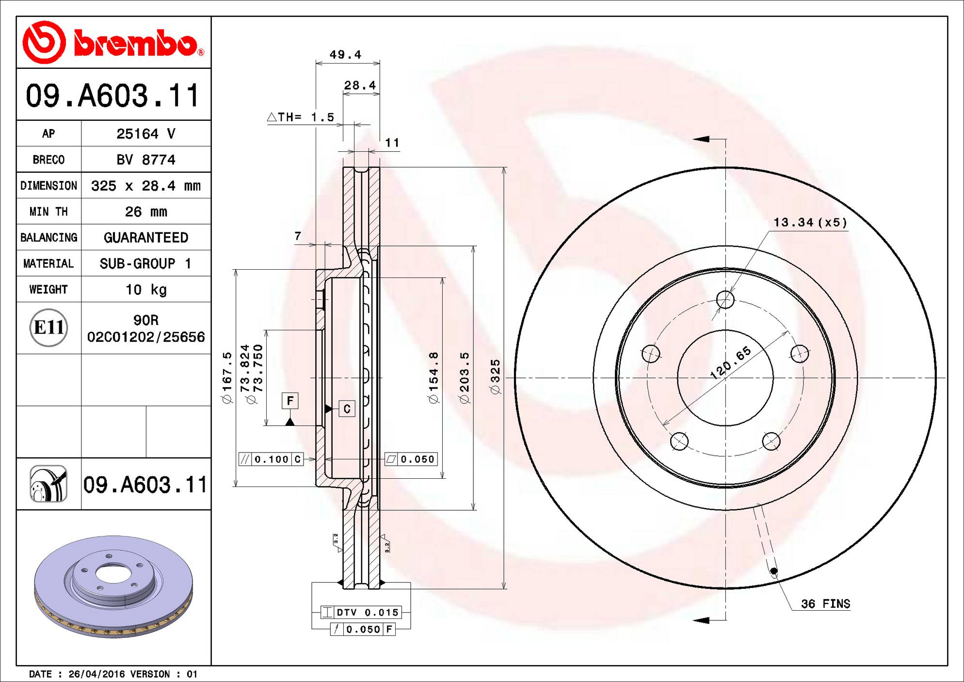 Jaguar Disc Brake Rotor - Front (325mm) JLM20617 Brembo