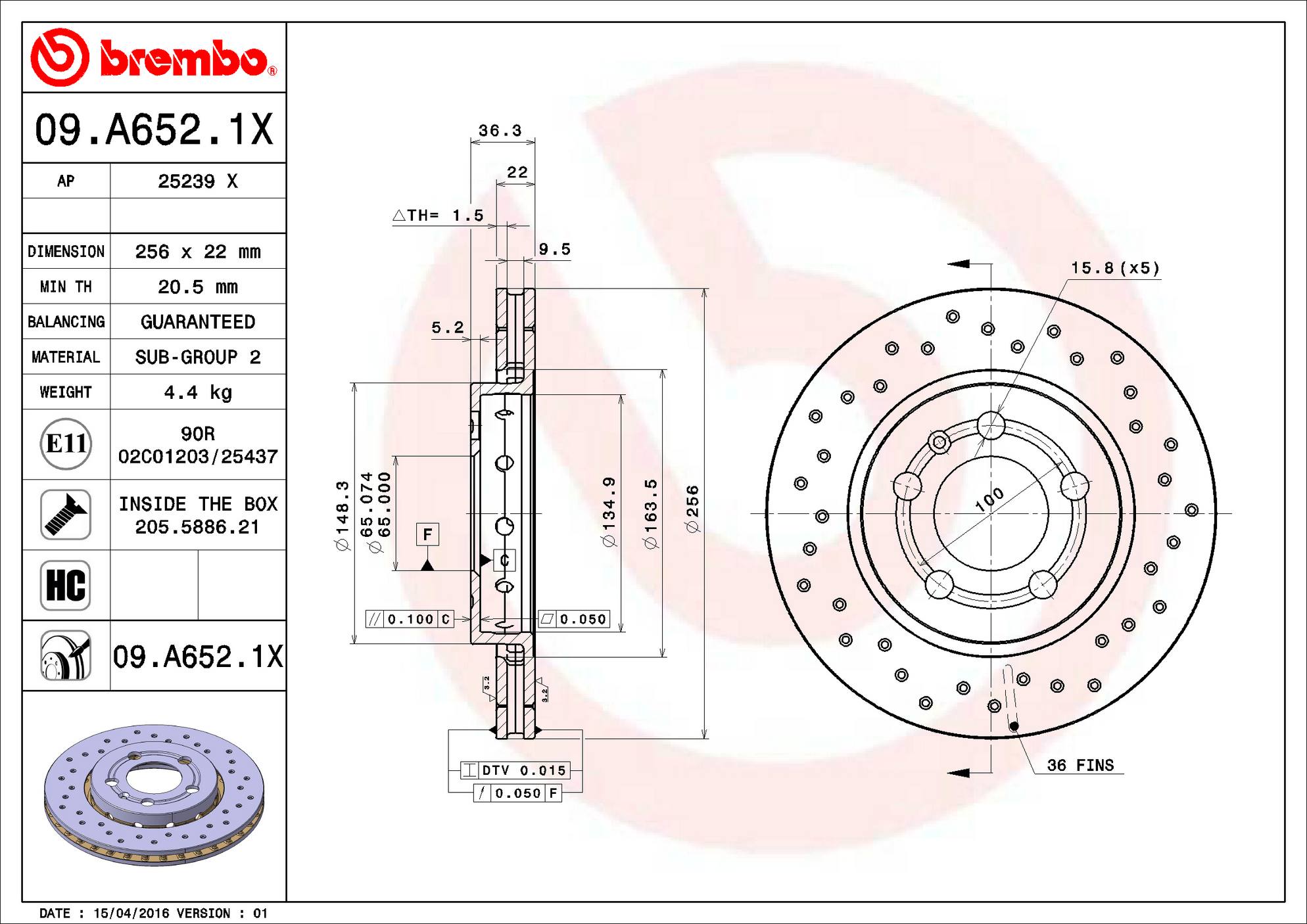 Audi Volkswagen Disc Brake Pad and Rotor Kit - Rear (256mm) (Low-Met) (Xtra) Brembo