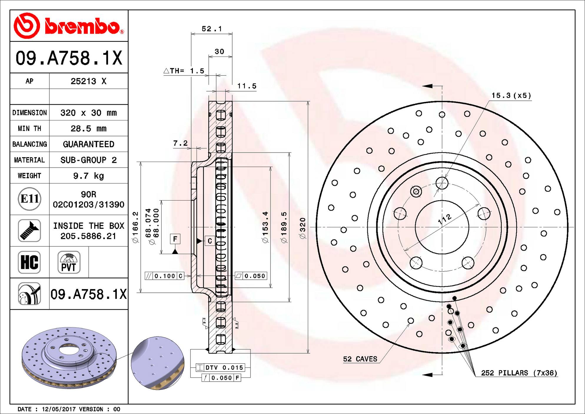 Audi Disc Brake Rotor - Front (320mm) 8K0615301A Brembo