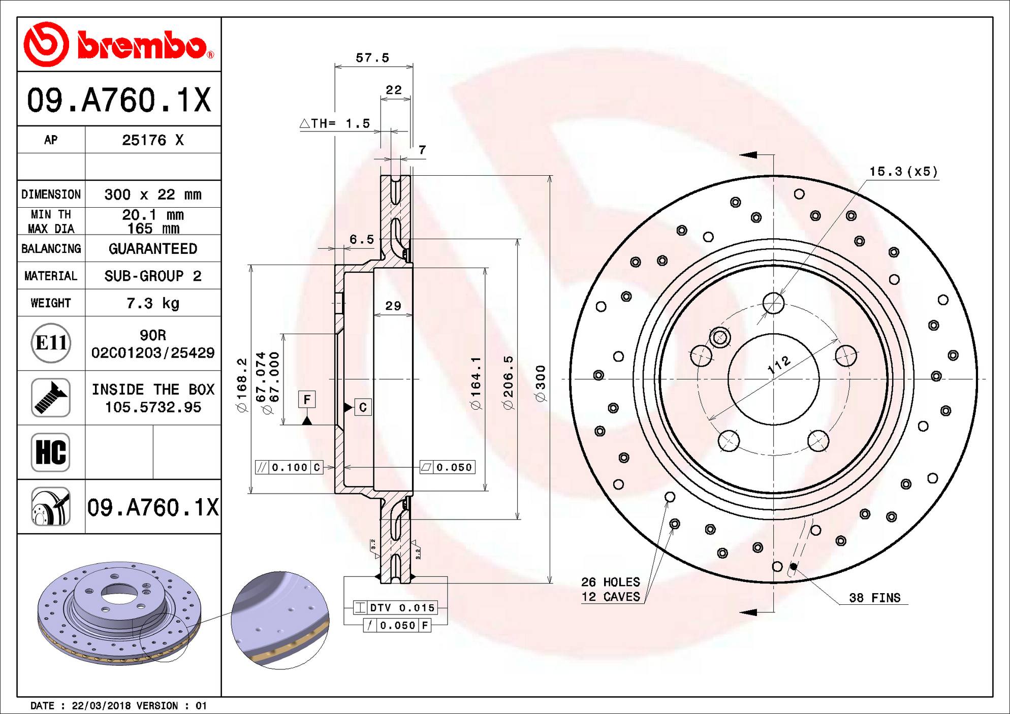 Mercedes Disc Brake Rotor – Rear (300mm) 2044230712 Brembo Brembo