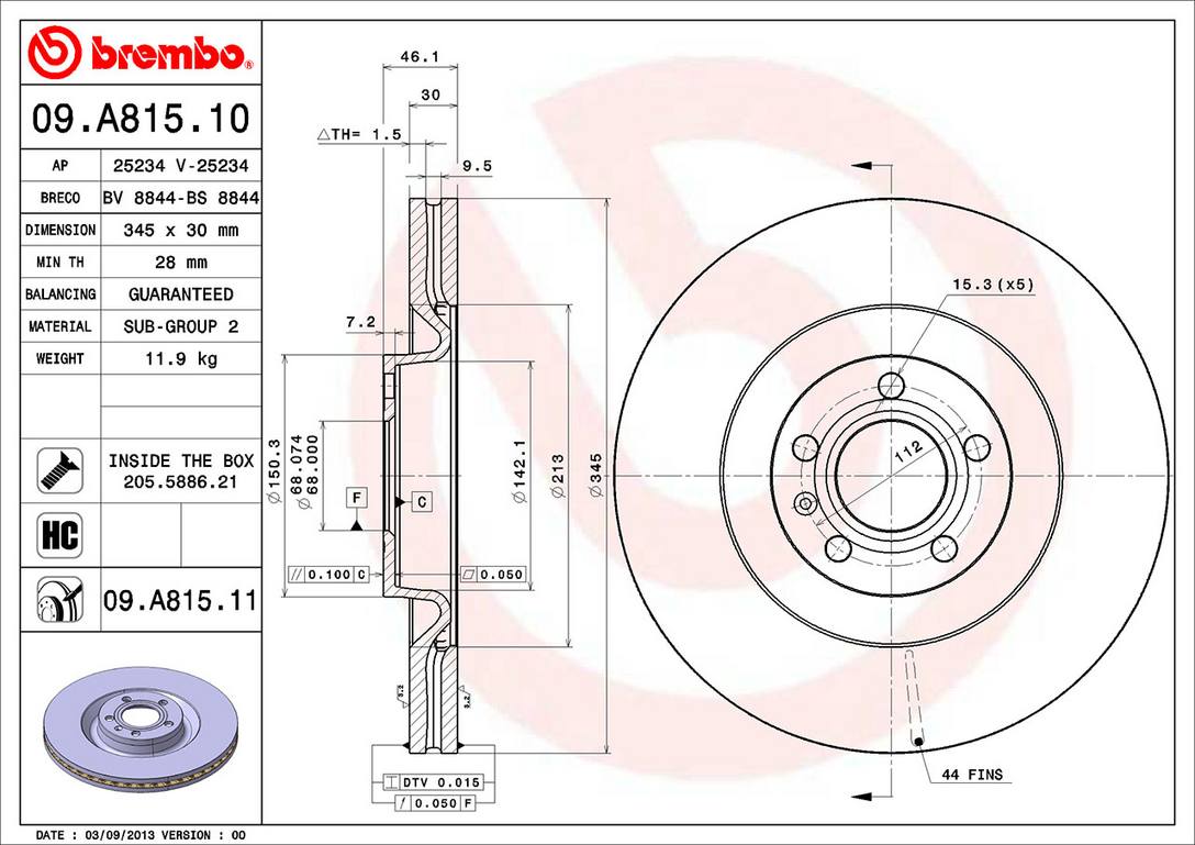 Audi Disc Brake Rotor - Front (345mm) 8E0615301T Brembo