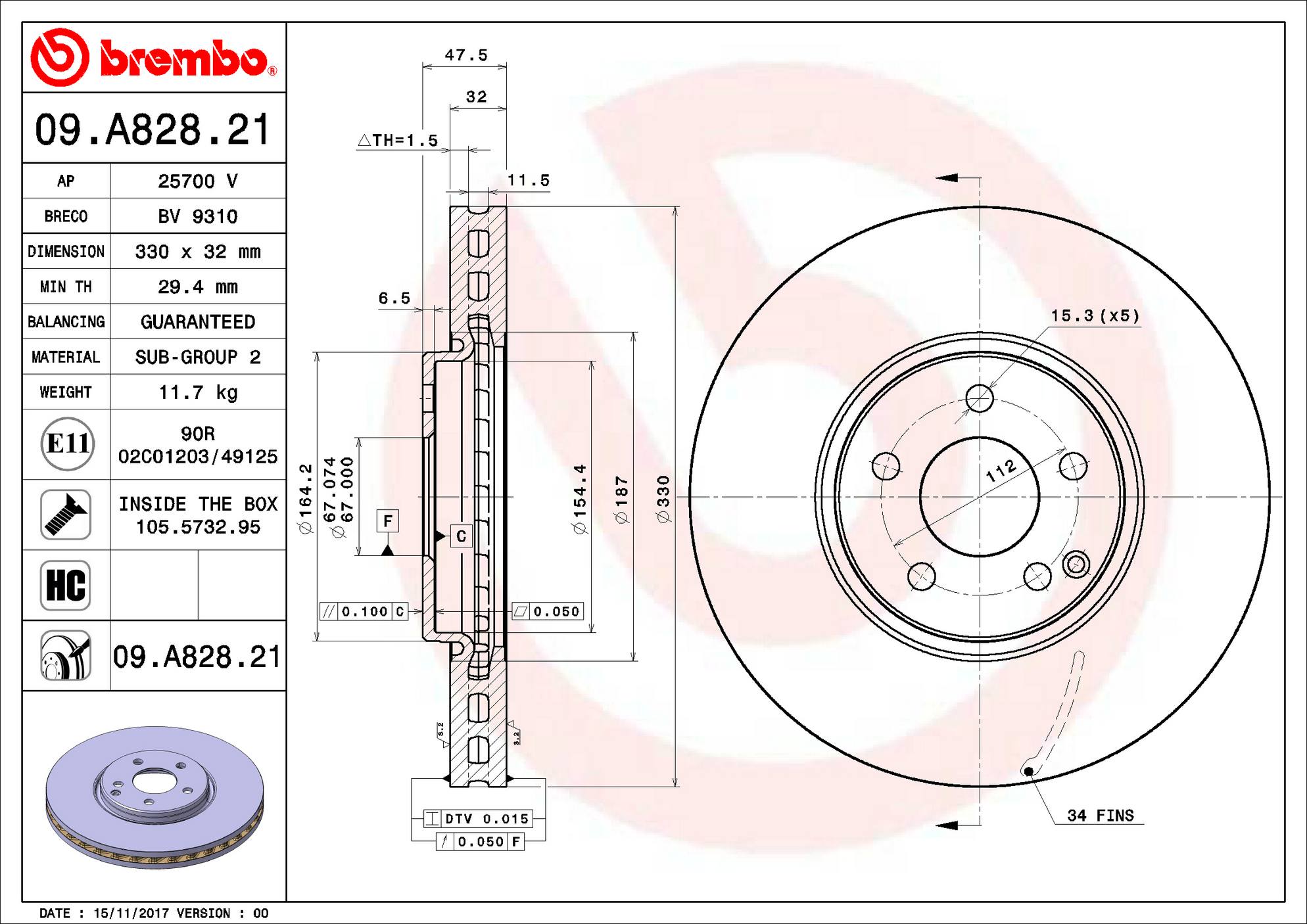 Mercedes Disc Brake Rotor - Front (330mm) 2114211112 Brembo