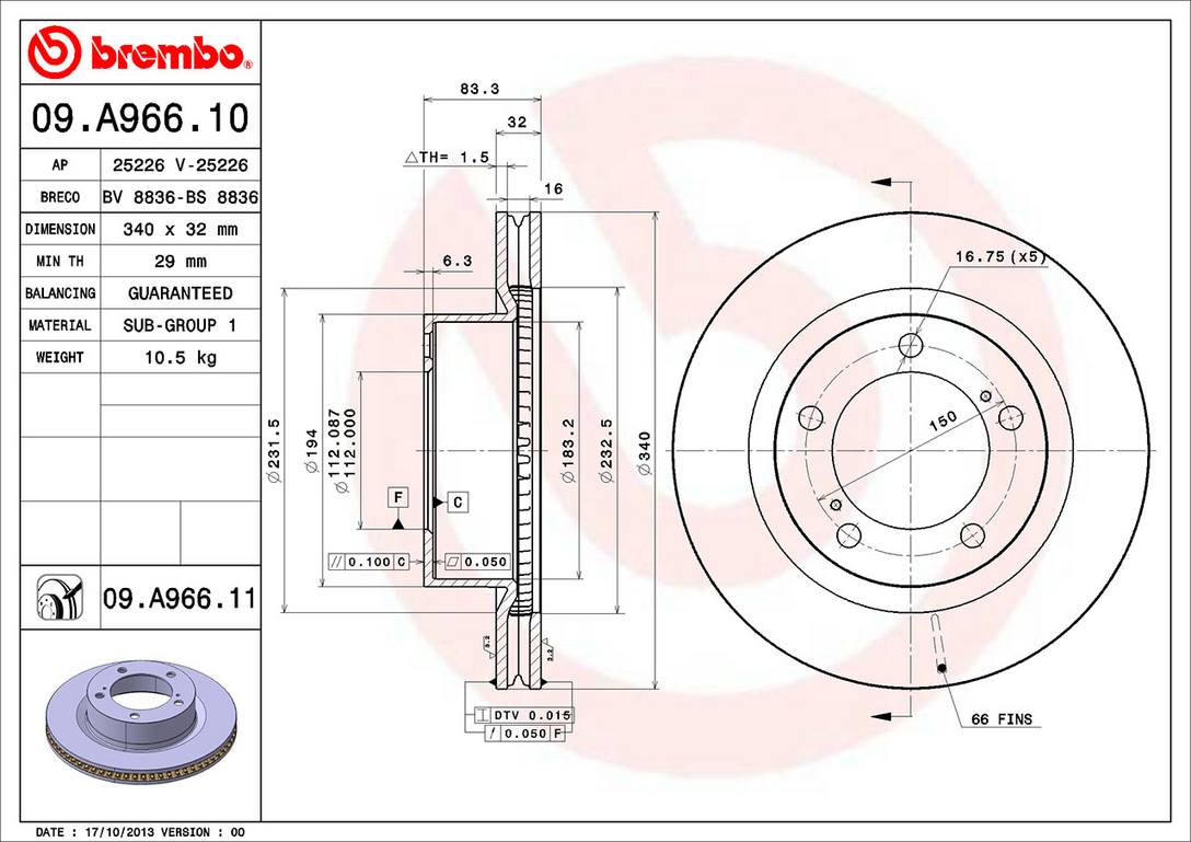 Toyota Lexus Disc Brake Rotor - Front (340mm) 4351260180 Brembo