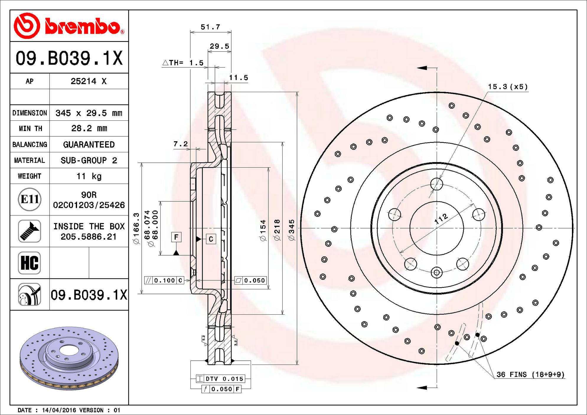 Audi Disc Brake Rotor - Front (345mm) 8K0615301M Brembo