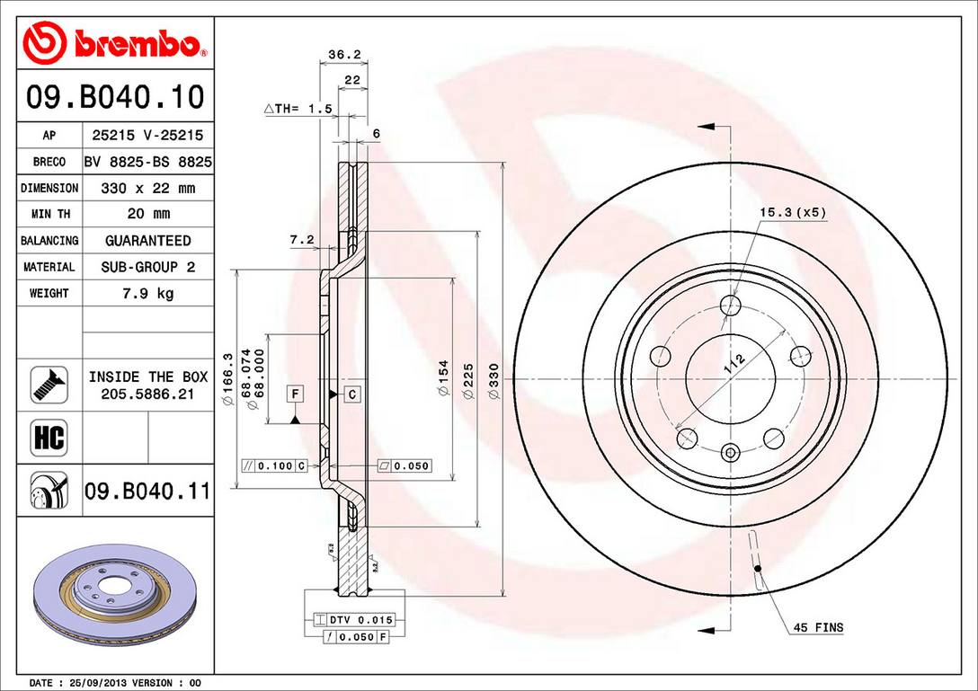 Audi Disc Brake Rotor - Rear (330mm) 8K0615601C Brembo