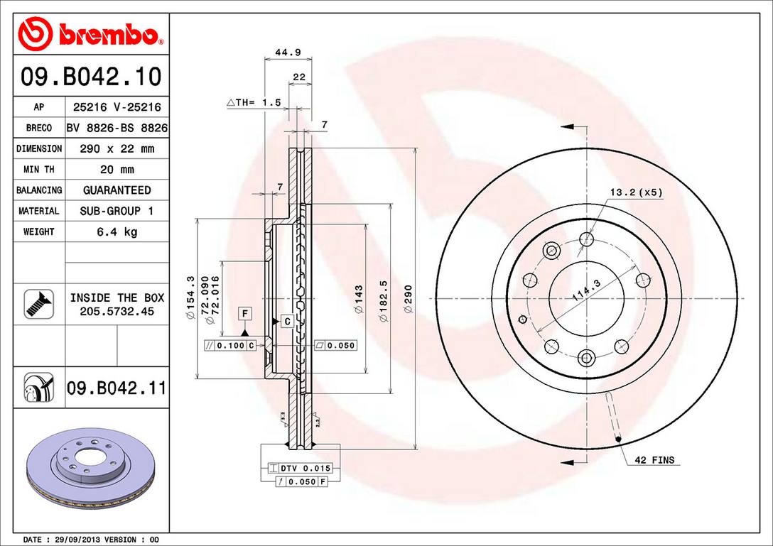 Mazda Disc Brake Rotor - Front (290mm) NF4Y3325X Brembo