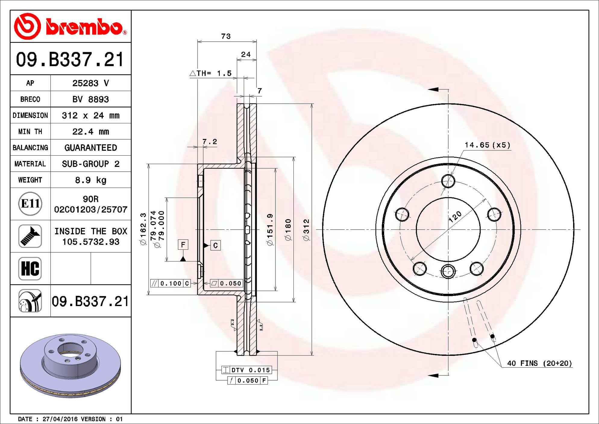 BMW Disc Brake Pad and Rotor Kit - Front (312mm) (Ceramic) Brembo