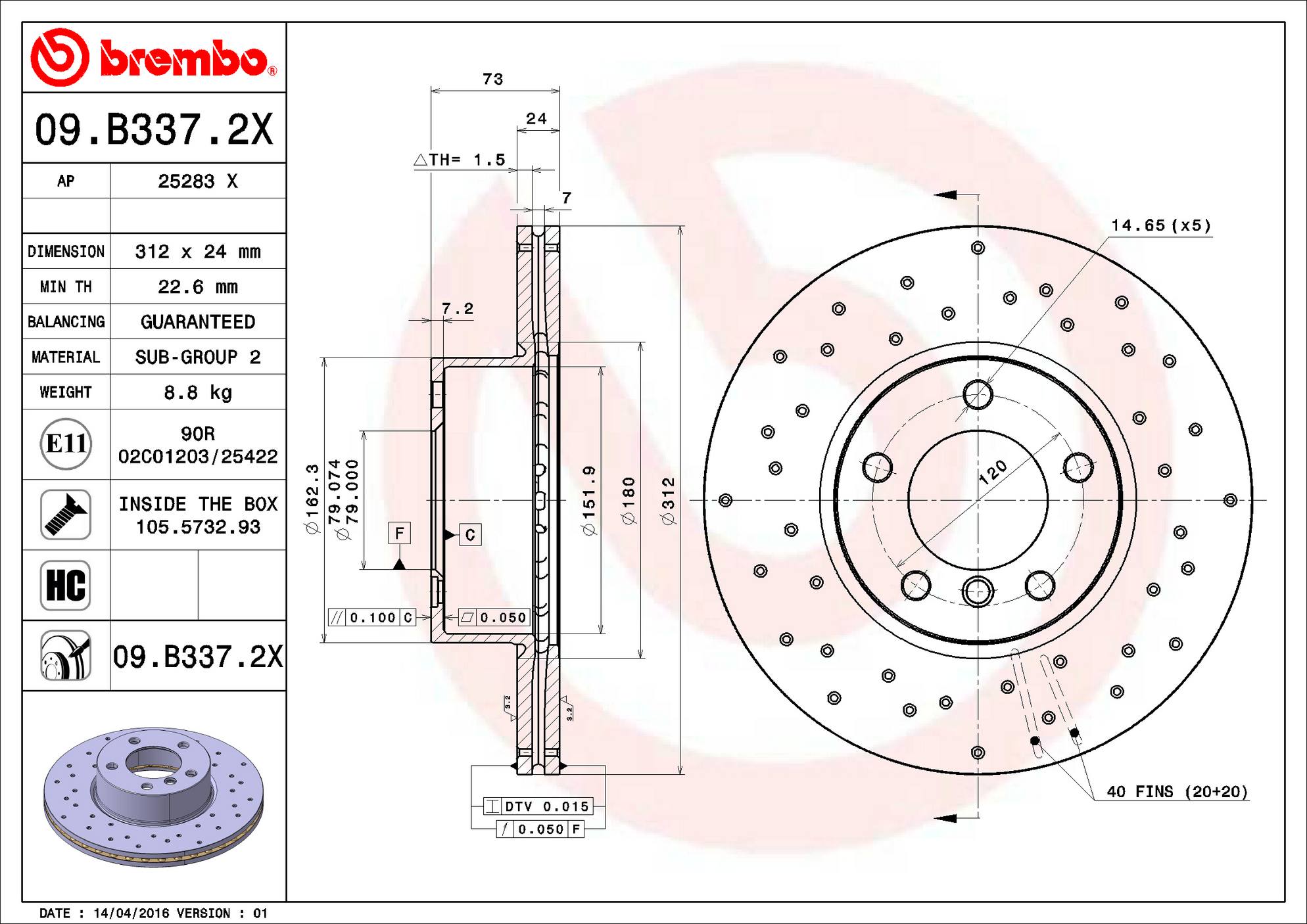 BMW Disc Brake Rotor – Front (312mm) 34116855006 Brembo BMW Disc Brake Rotor – Front (312mm) 34116855006 Brembo