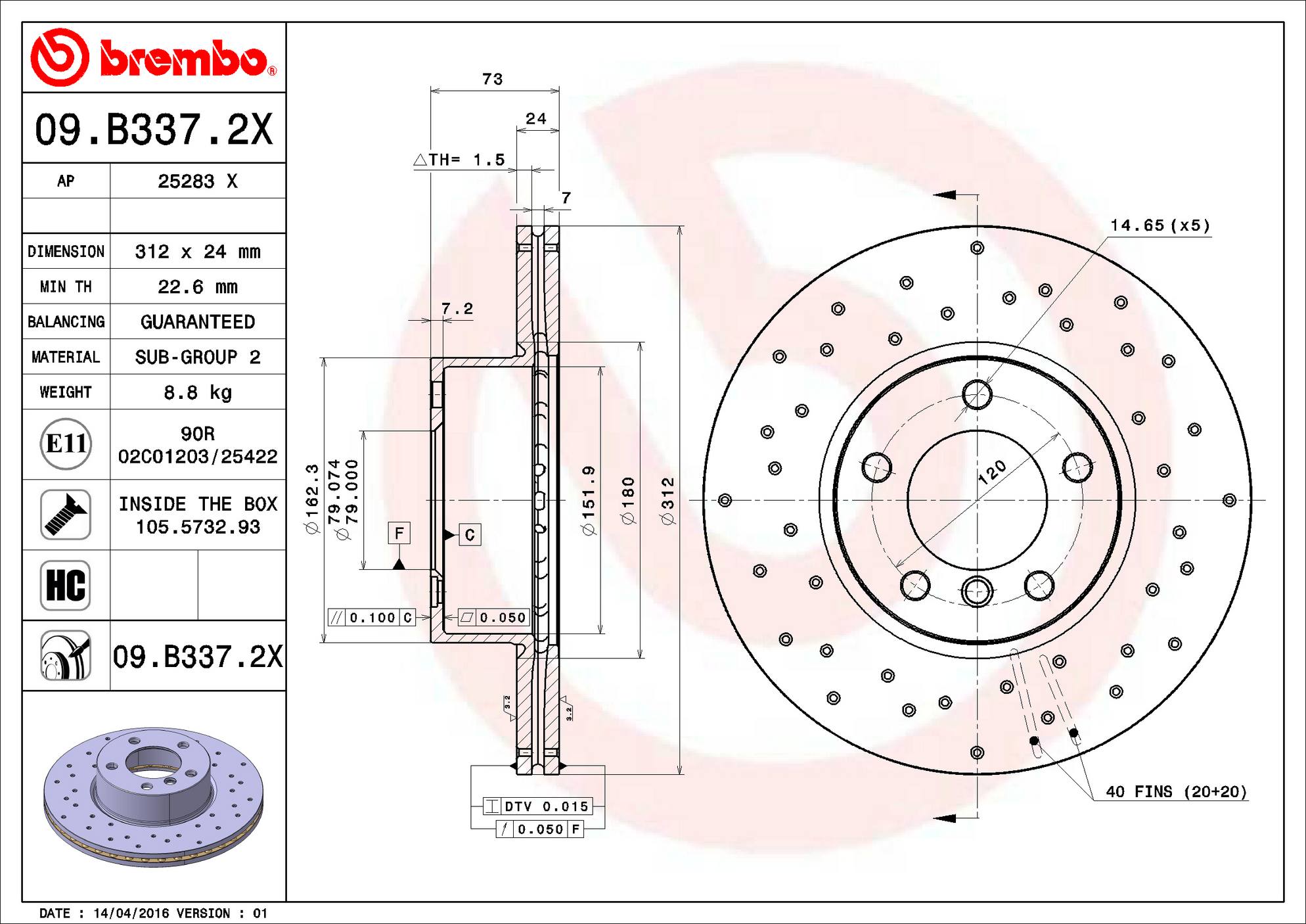 BMW Disc Brake Pad and Rotor Kit - Front (312mm) (Low-Met) (Xtra) Brembo