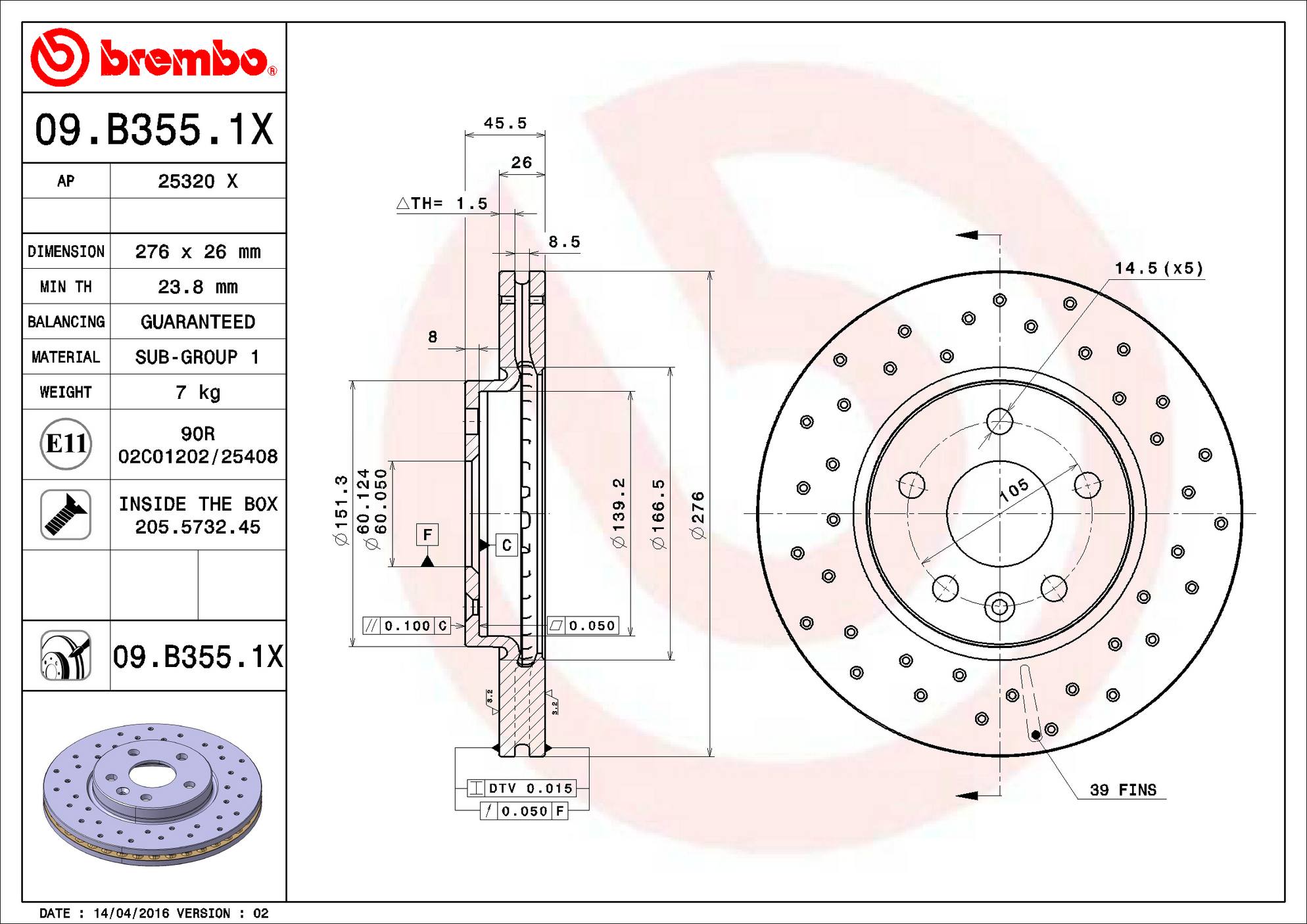 Chevrolet Disc Brake Rotor - Front (276mm) 23118274 Brembo