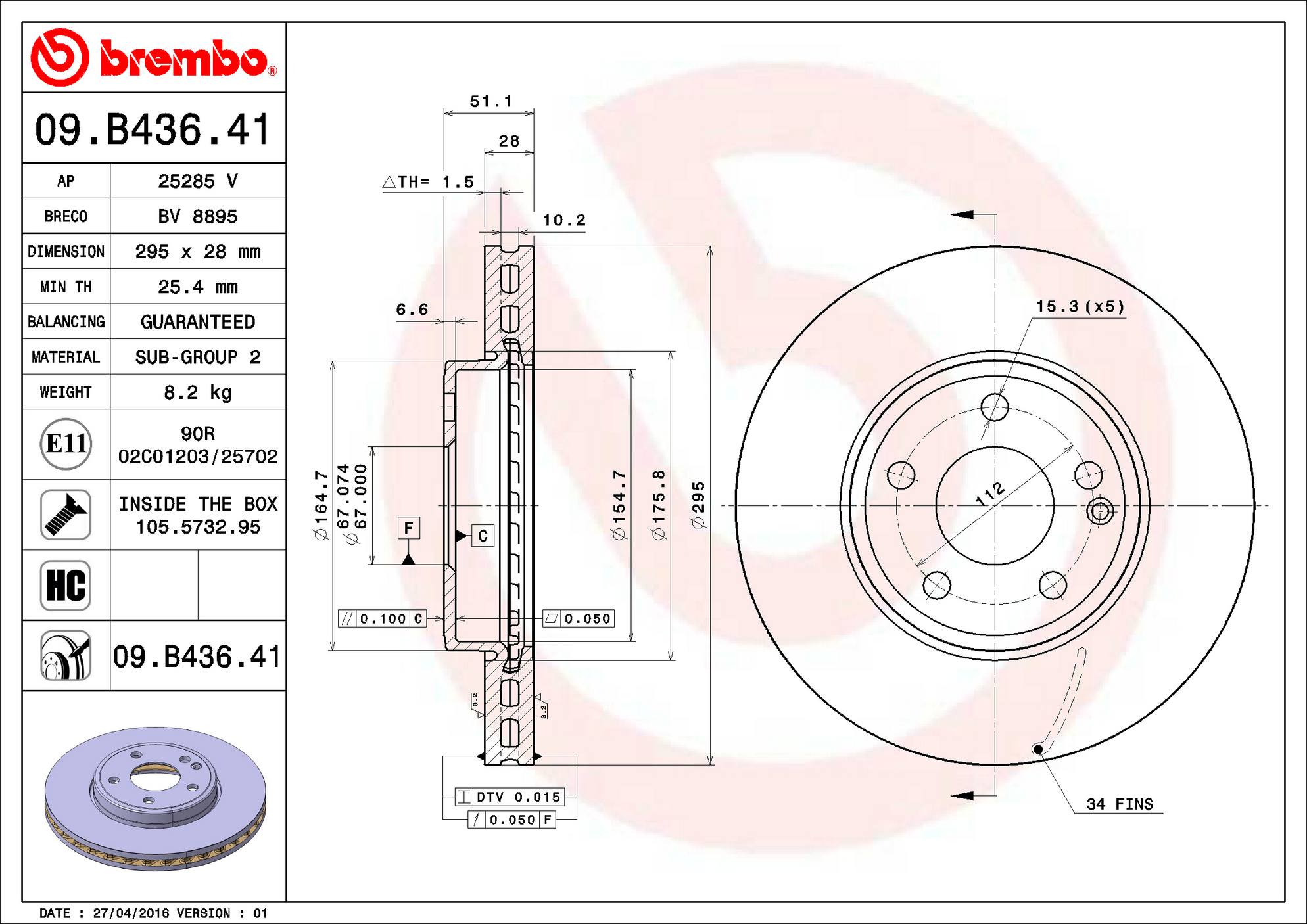 Mercedes Disc Brake Rotor - Front (295mm) 2464212412 Brembo