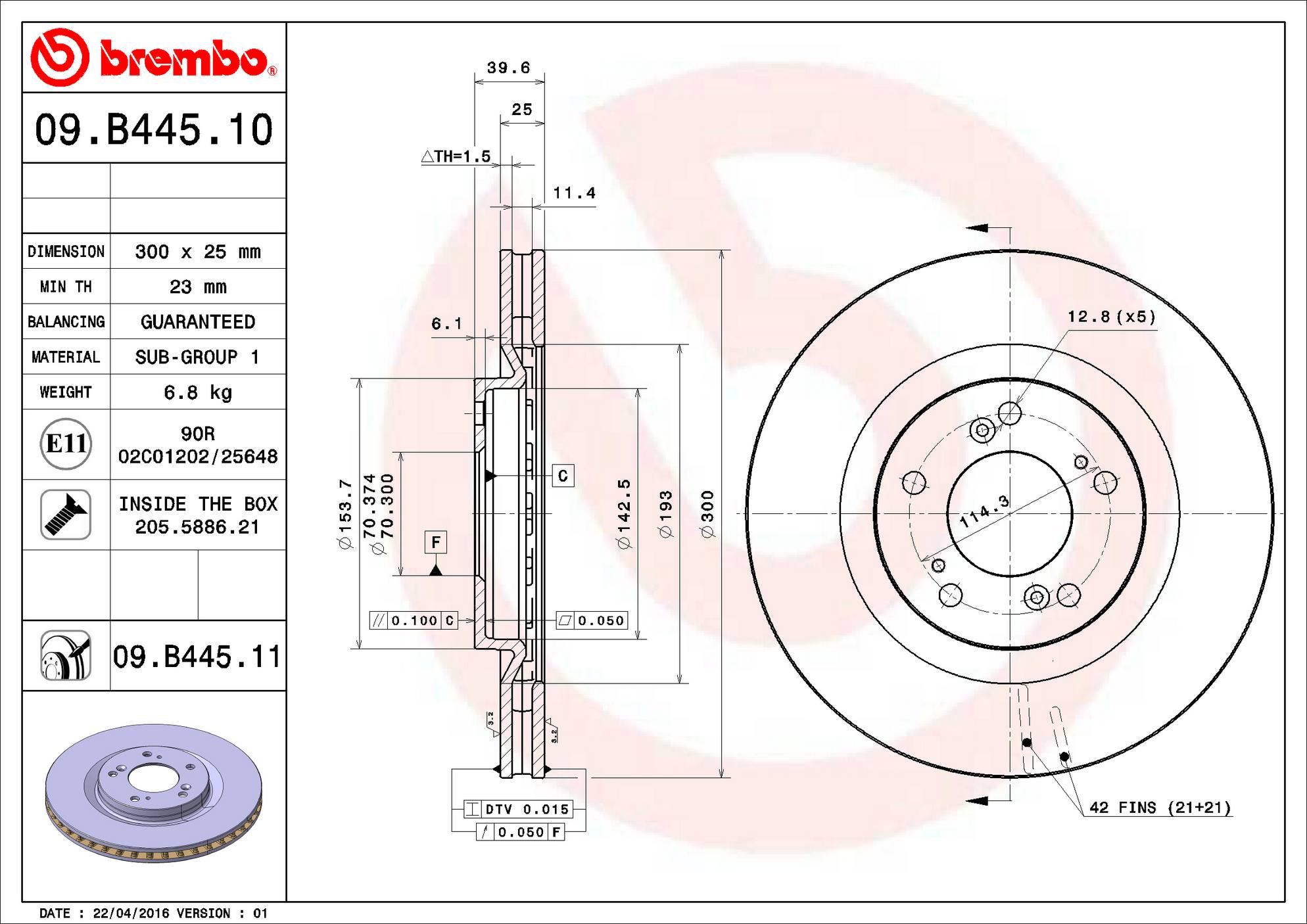 Honda Disc Brake Rotor - Front (300mm) 45251S2A000 Brembo