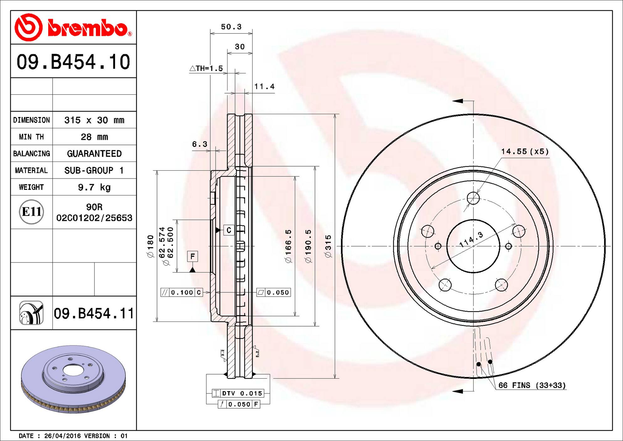 Lexus Disc Brake Rotor - Front (315mm) 4351250220 Brembo