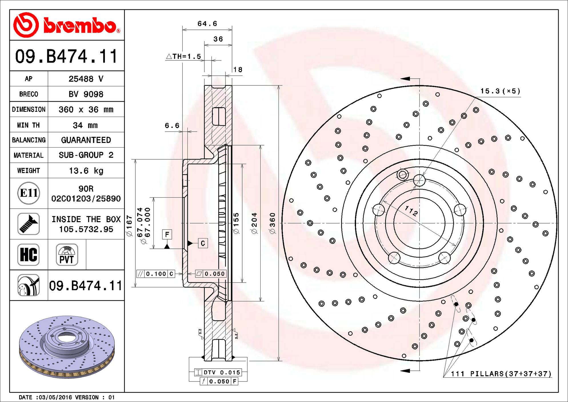 Mercedes Disc Brake Rotor - Front (360mm) 2314211312 Brembo