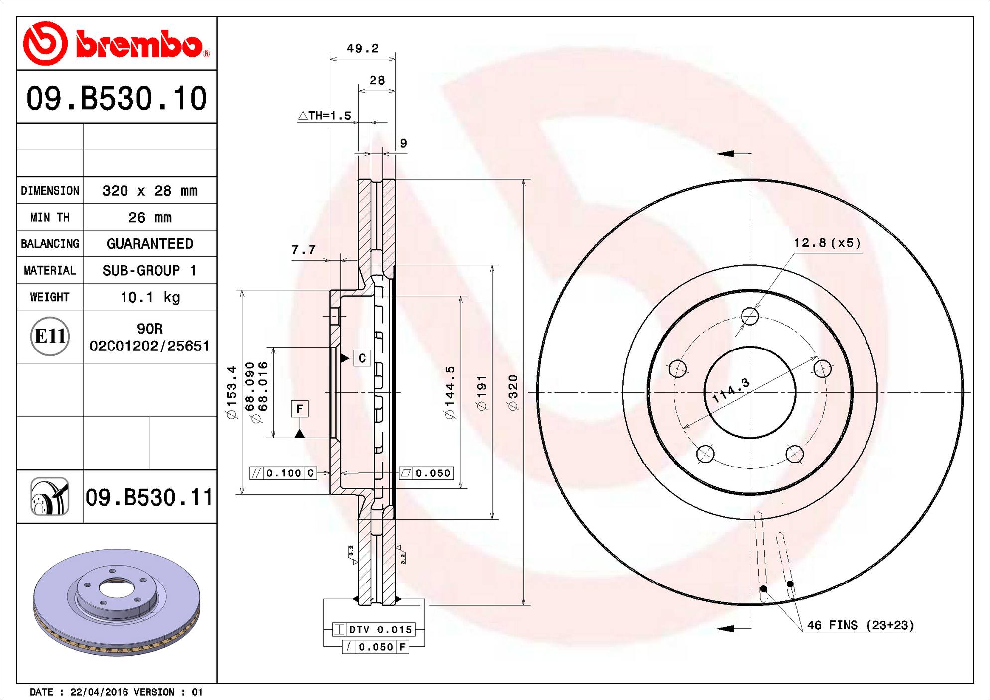 Nissan Infiniti Disc Brake Rotor - Front (320mm) D0206ZA500 Brembo