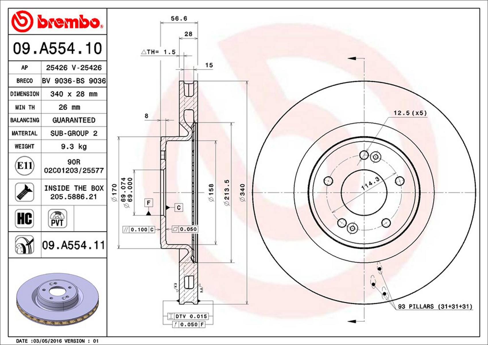 Nissan Disc Brake Rotor - Front (290mm) 40206ZM00A Brembo