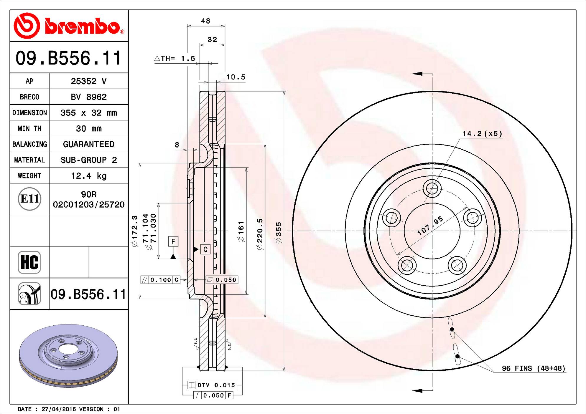 Jaguar Disc Brake Rotor - Front (355mm) T2R5939 Brembo