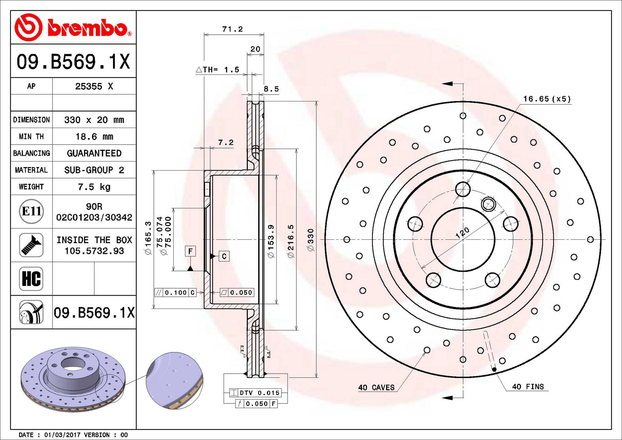 BMW Disc Brake Pad and Rotor Kit - Rear (330mm) (Ceramic) (Xtra) Brembo