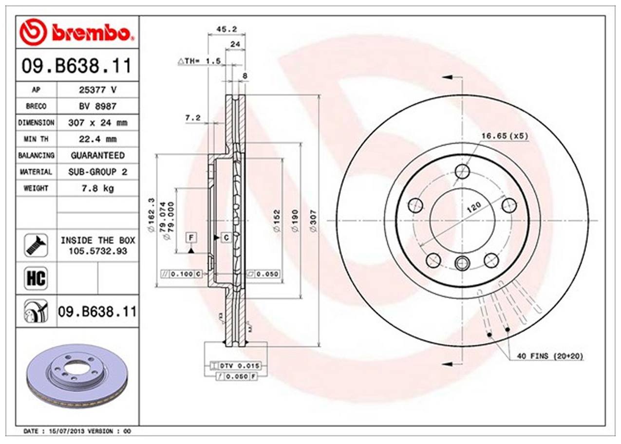 Mini Disc Brake Rotor - Front (307mm) 34119811538 Brembo