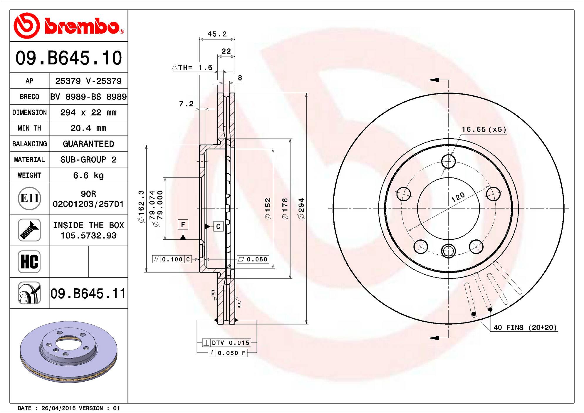 Mini Disc Brake Rotor – Front (294mm) 34119811537 Brembo Brembo 09 