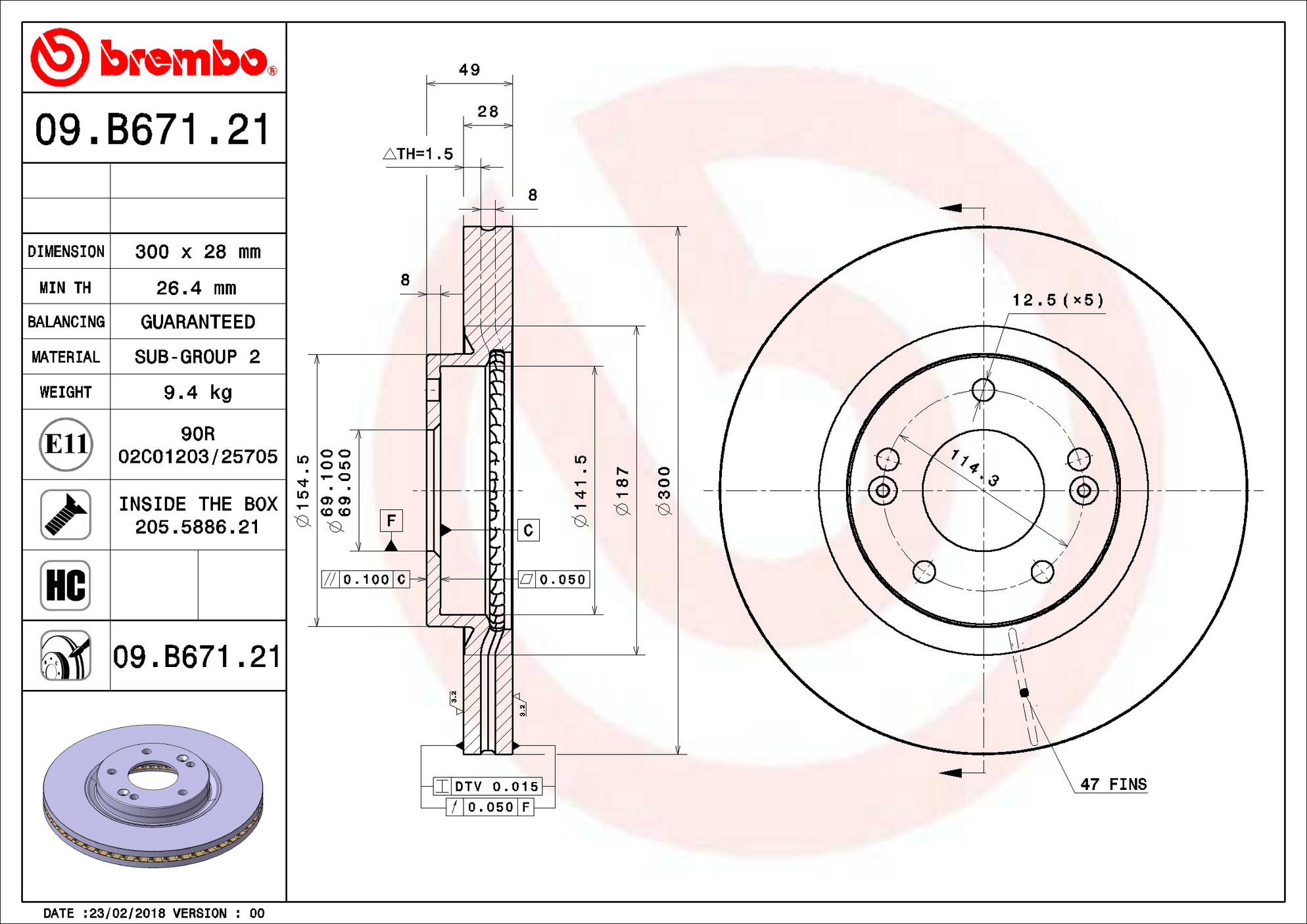 Kia Hyundai Disc Brake Pad and Rotor Kit - Front (300mm) (Ceramic ) Brembo