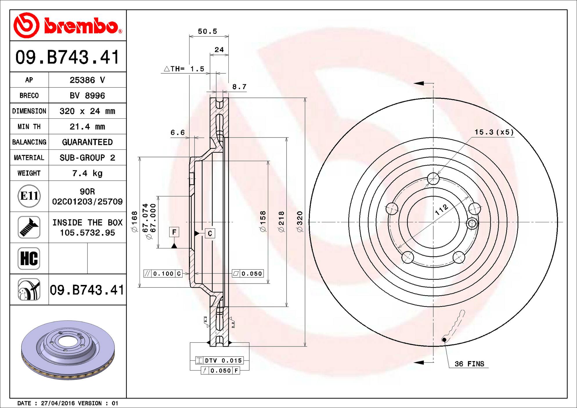 Mercedes Disc Brake Rotor - Rear (320mm) 2314230412 Brembo