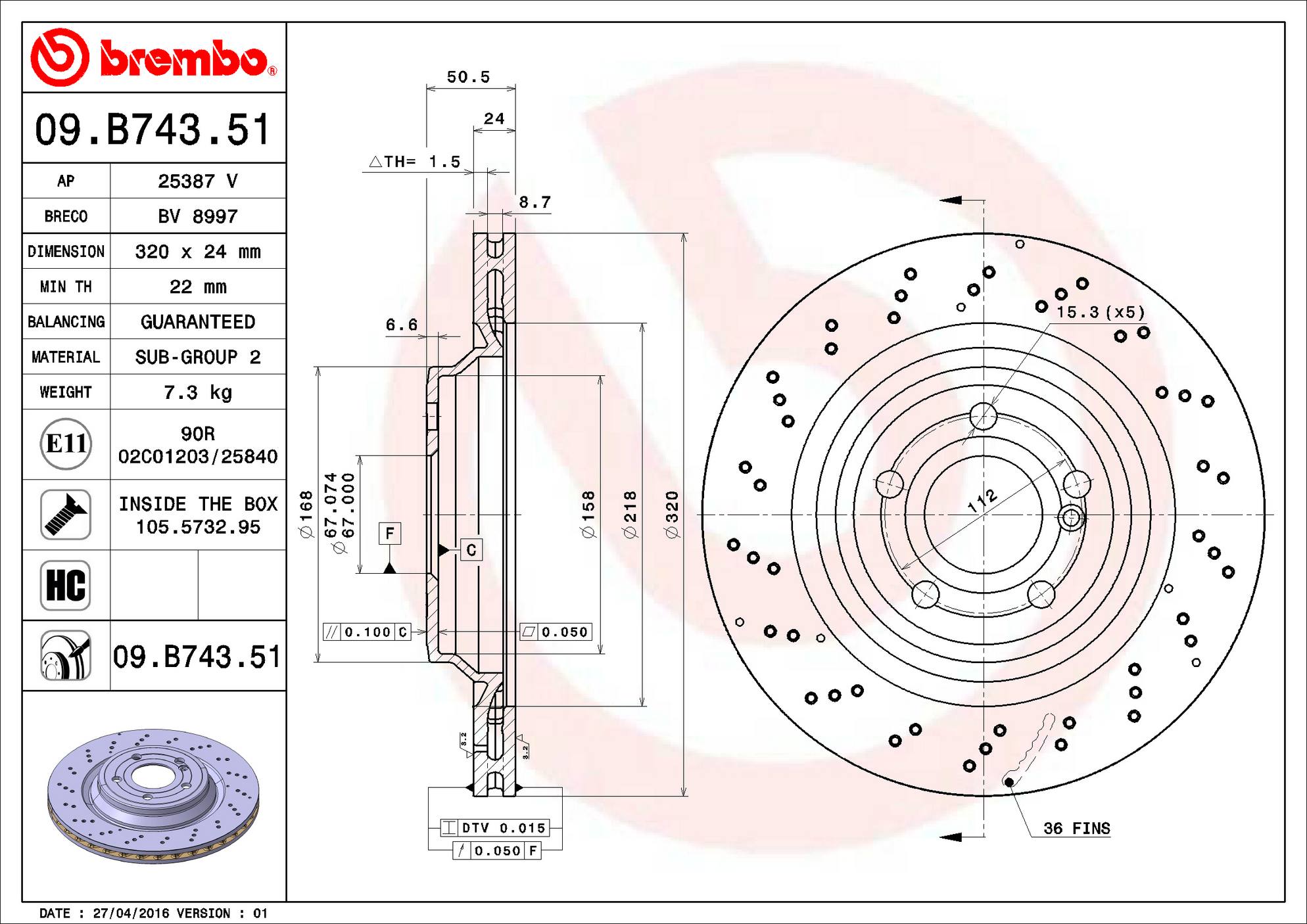 Mercedes Disc Brake Rotor - Rear (320mm) 2314230512 Brembo