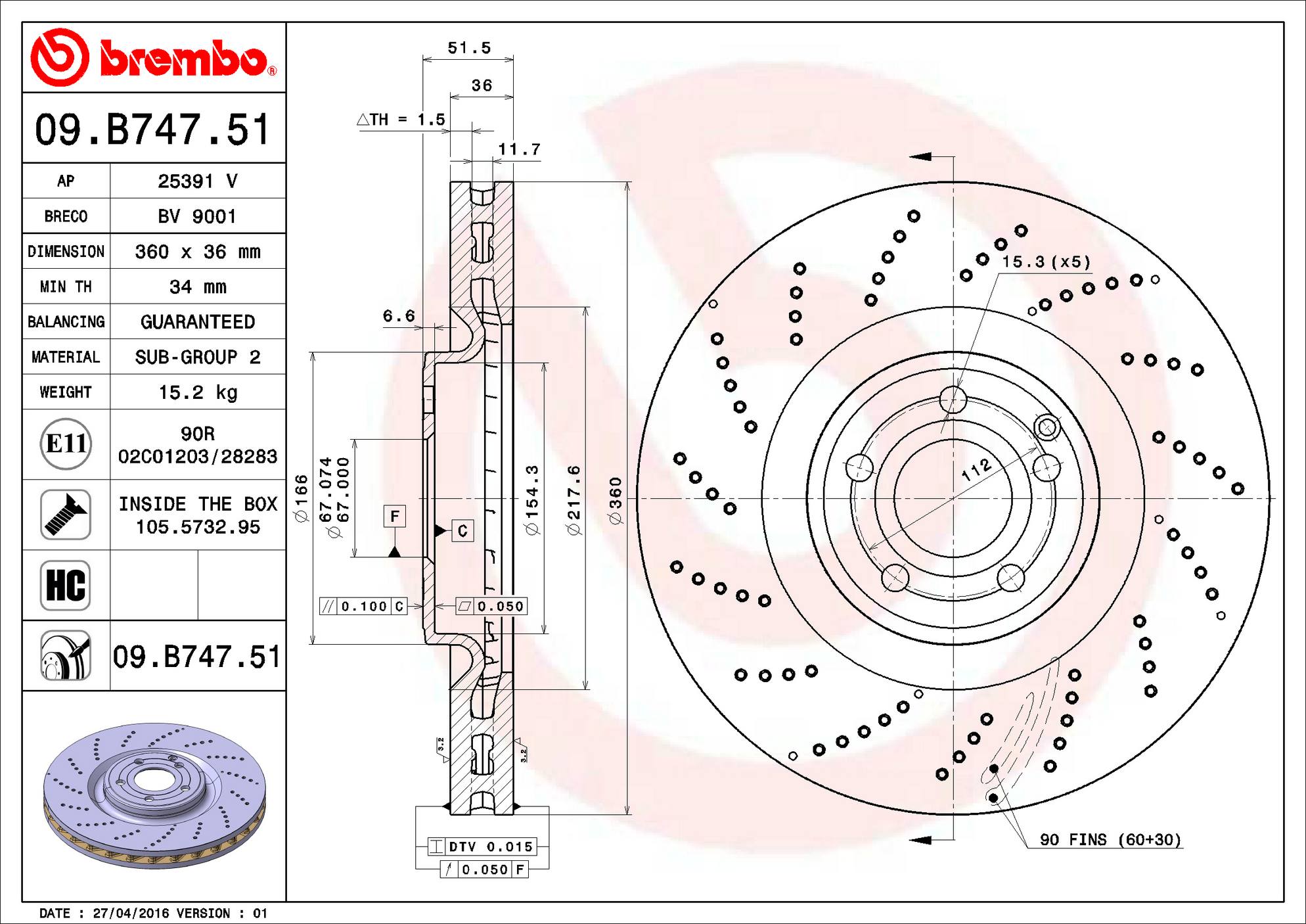 Mercedes Disc Brake Rotor - Front (360mm) 2184210212 Brembo