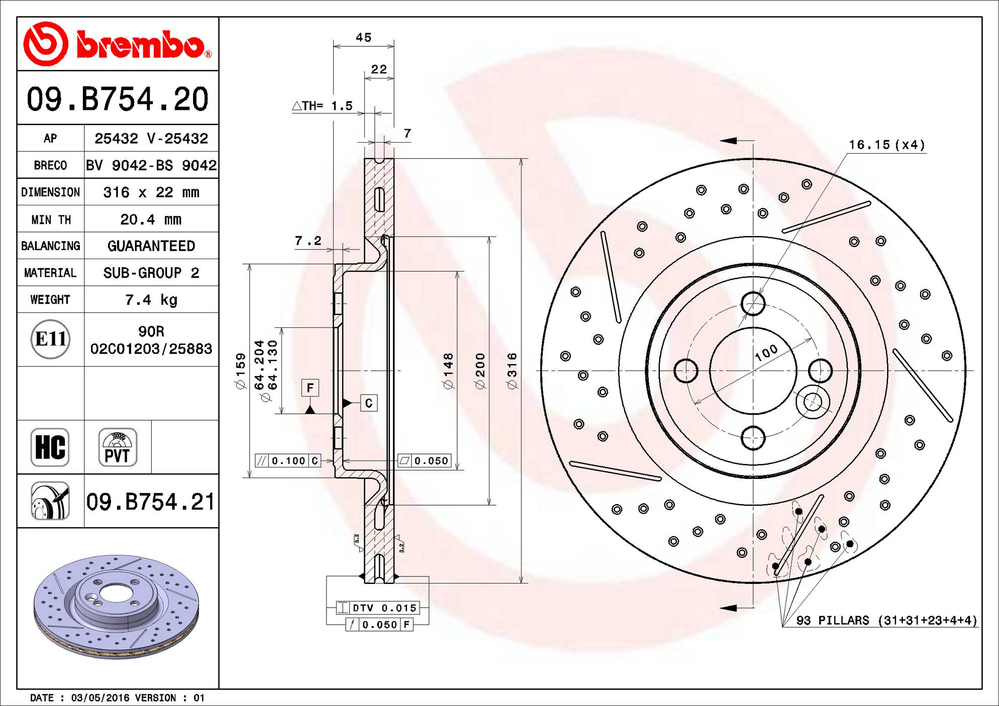 Mini Disc Brake Pad and Rotor Kit - Front (316mm) (Low-Met) Brembo
