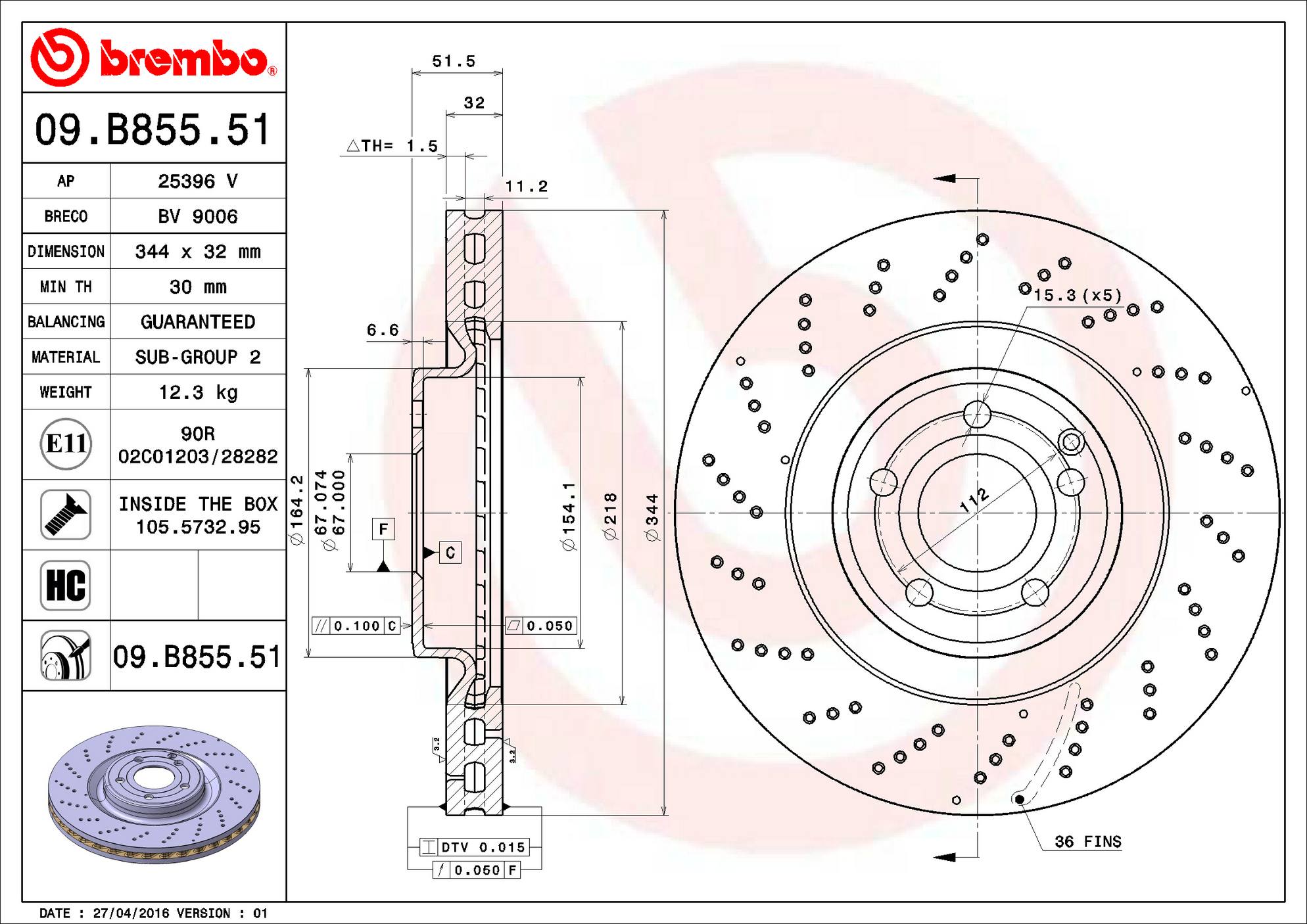 Mercedes Disc Brake Pad and Rotor Kit - Front (344mm) (Low-Met) Brembo