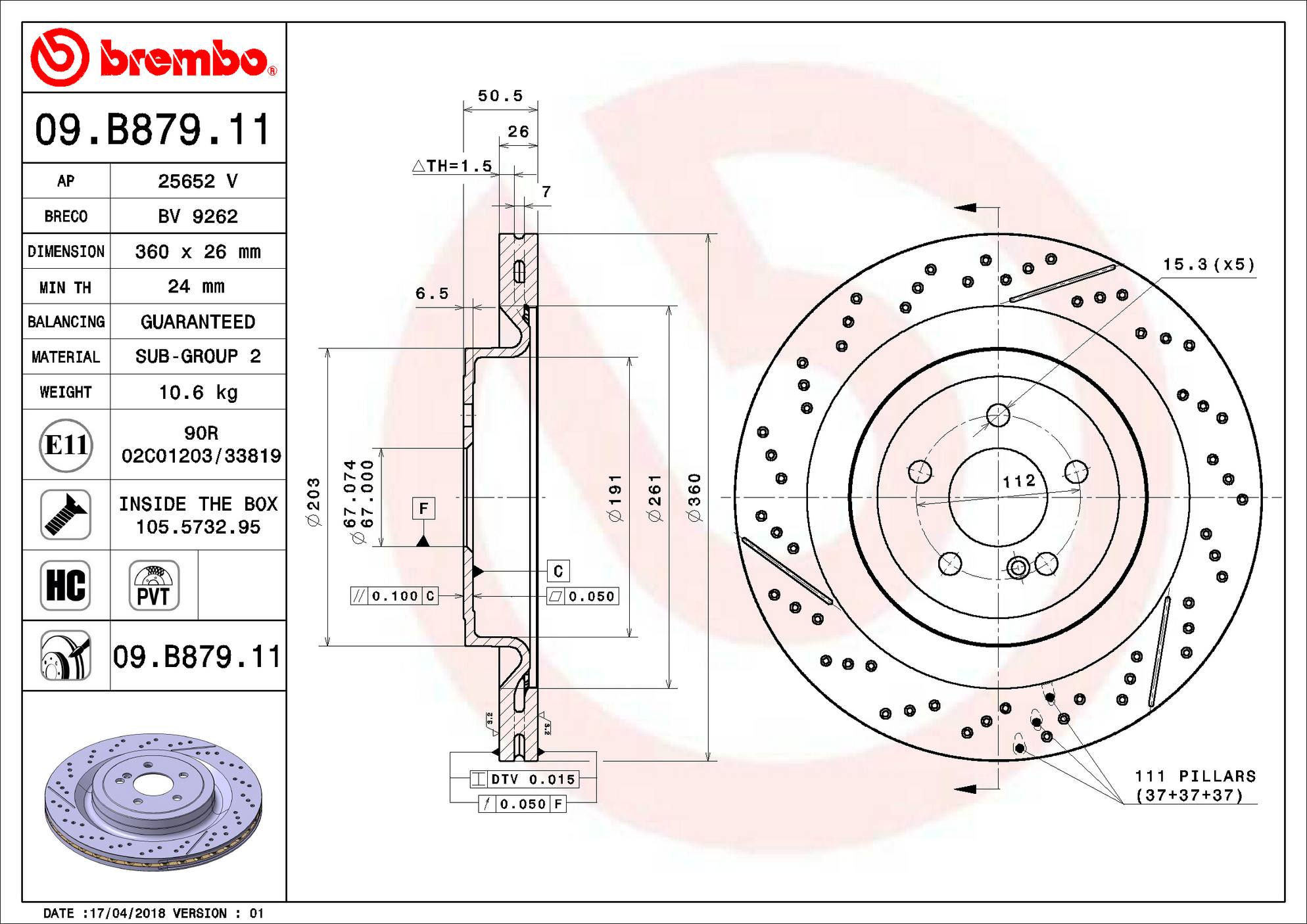 Mercedes Disc Brake Rotor - Rear (360mm) A2314230212 Brembo