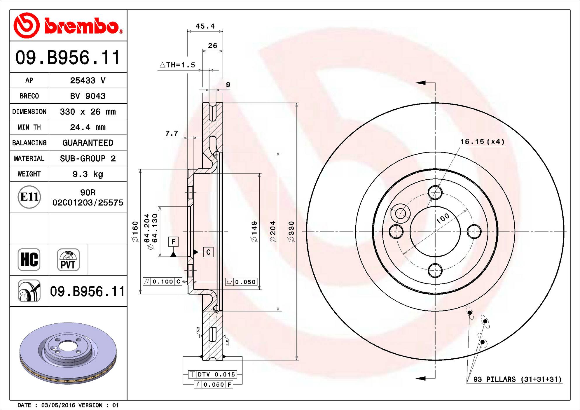 Mini Disc Brake Rotor – Front (294mm) 34116858652 Brembo Brembo 09.A047.31