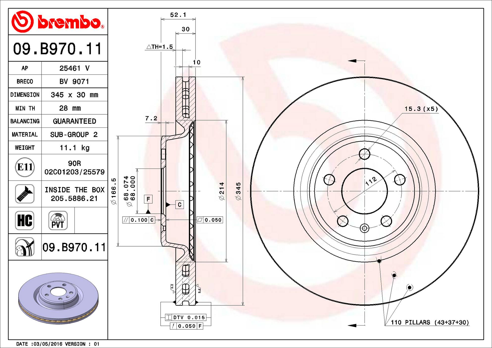 Audi Disc Brake Pad and Rotor Kit - Front (345mm) (Low-Met) Brembo