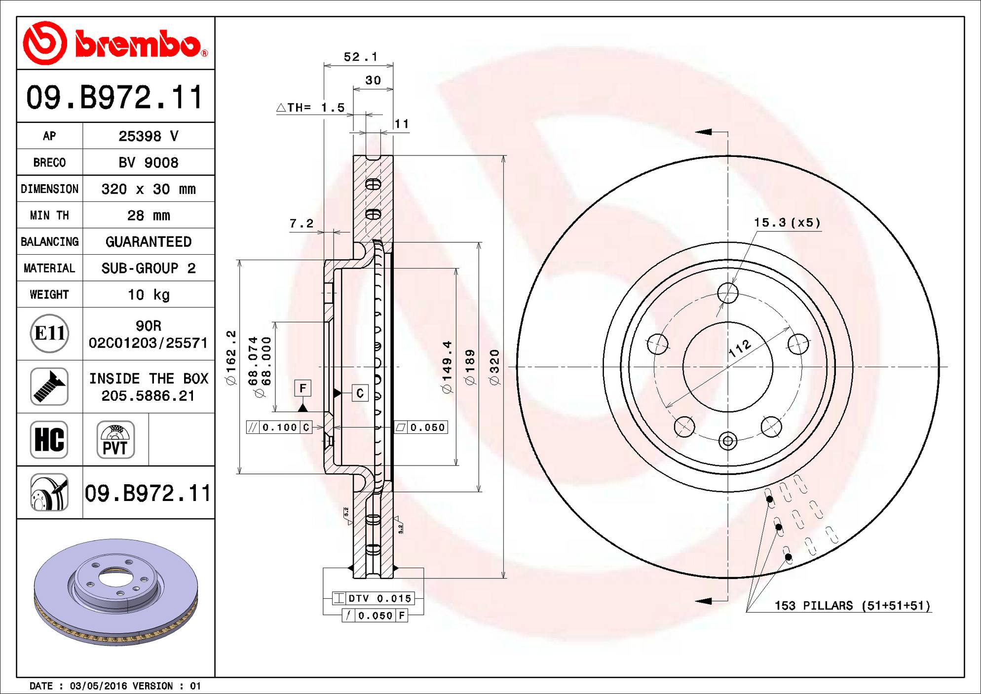 Audi Disc Brake Rotor - Front (320mm) 8R0615301F Brembo