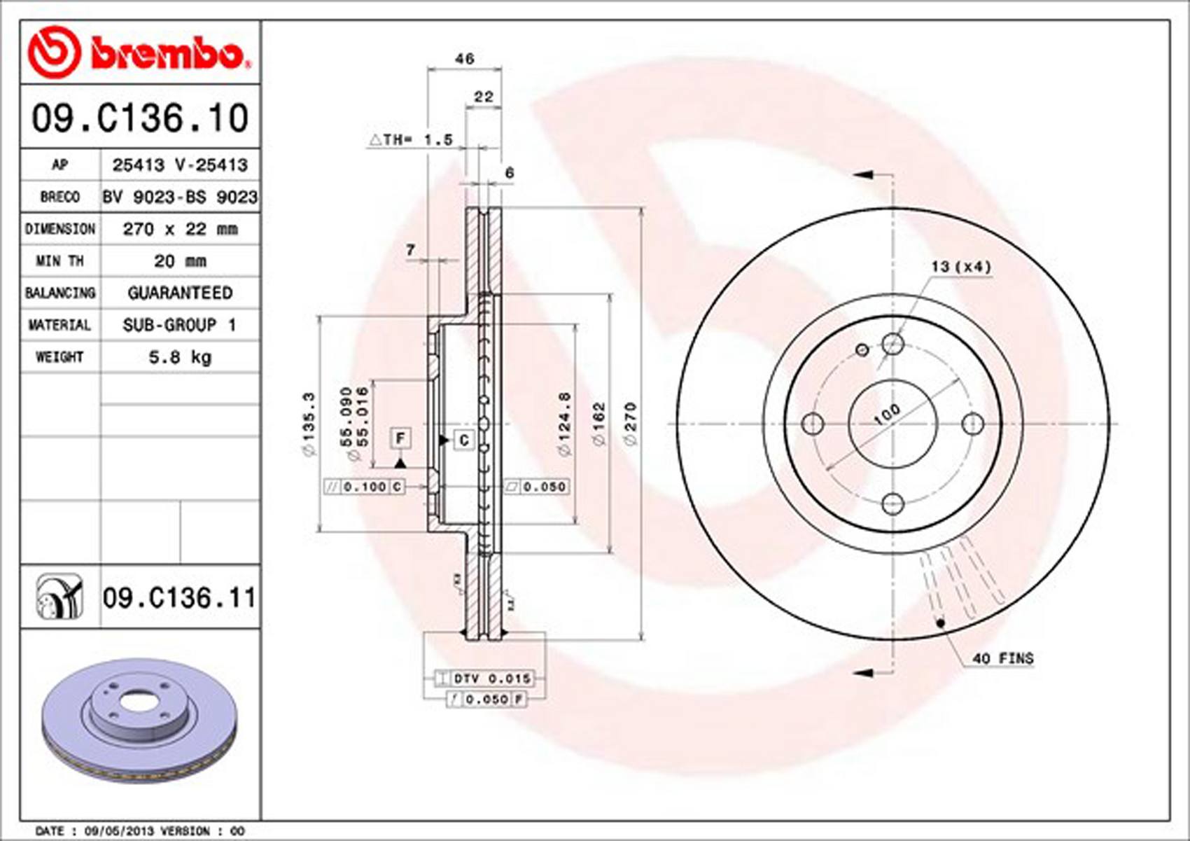 Mazda Disc Brake Rotor - Front (270mm) N0YY3325X Brembo