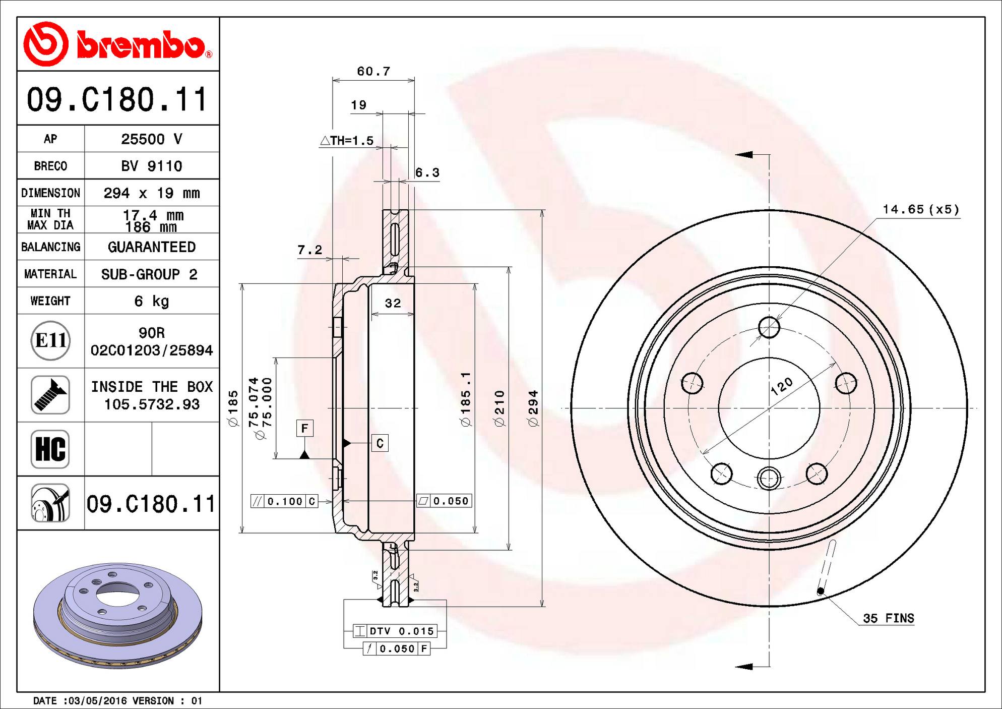 BMW Disc Brake Pad and Rotor Kit - Rear (294mm) (Low-Met) Brembo