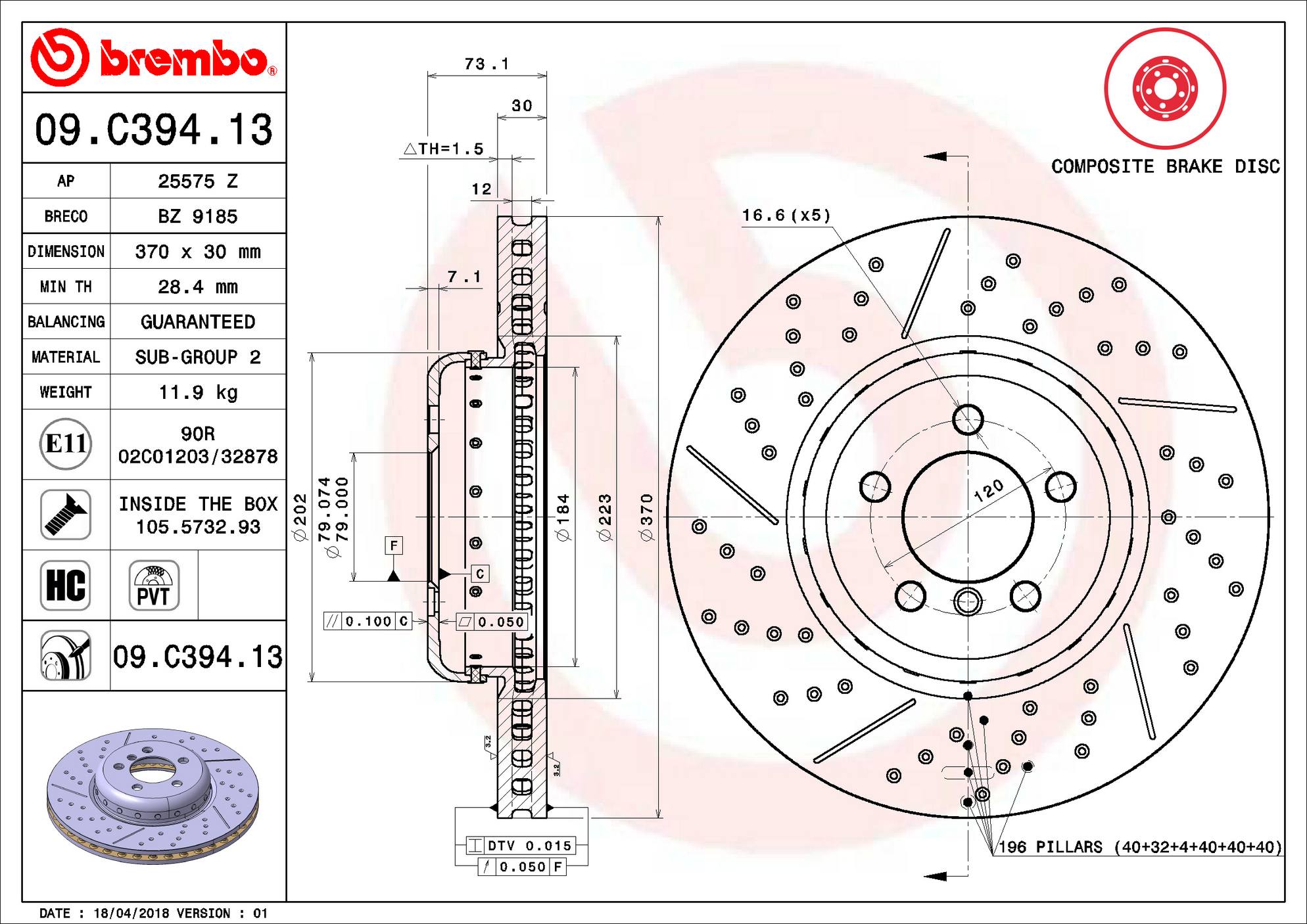 BMW Disc Brake Rotor - Front (370mm) 34106797603 Brembo