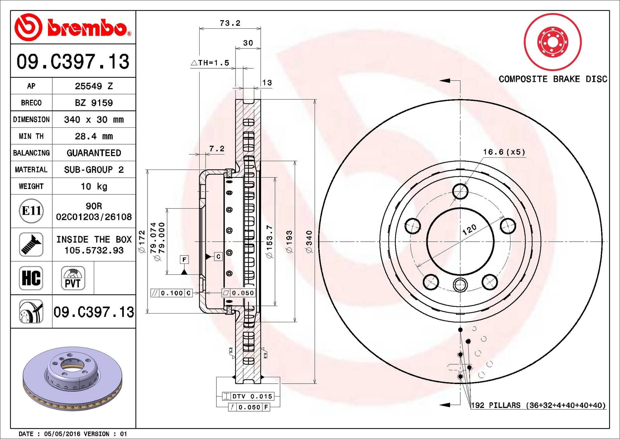 BMW Disc Brake Pad and Rotor Kit - Front (340mm) (Low-Met) Brembo