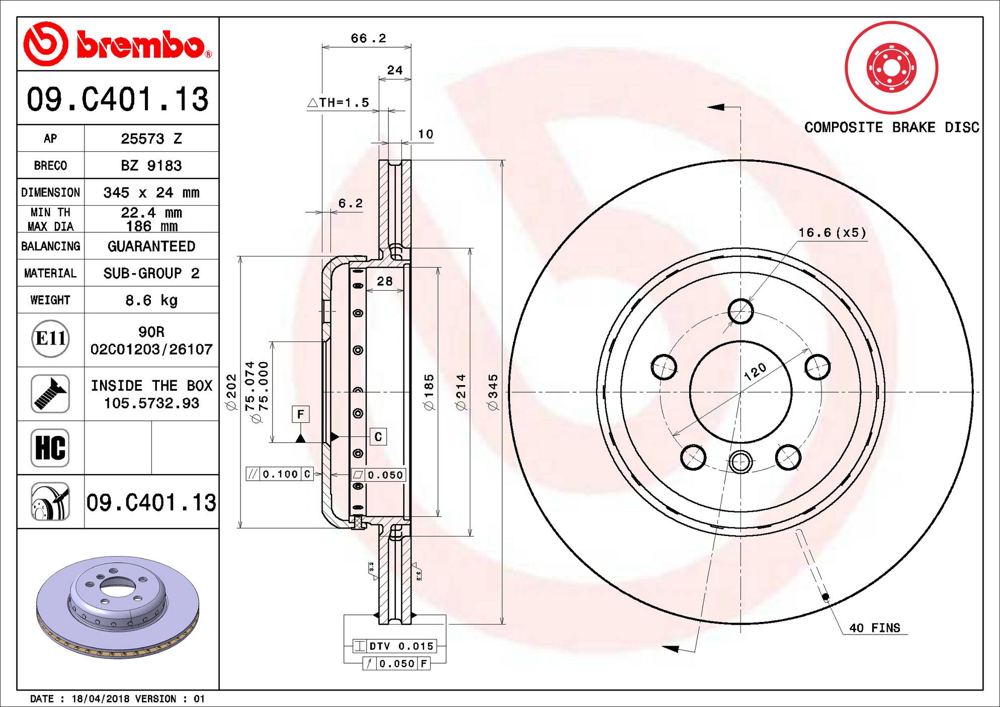 BMW Disc Brake Rotor - Rear (345mm) 34206894382 Brembo